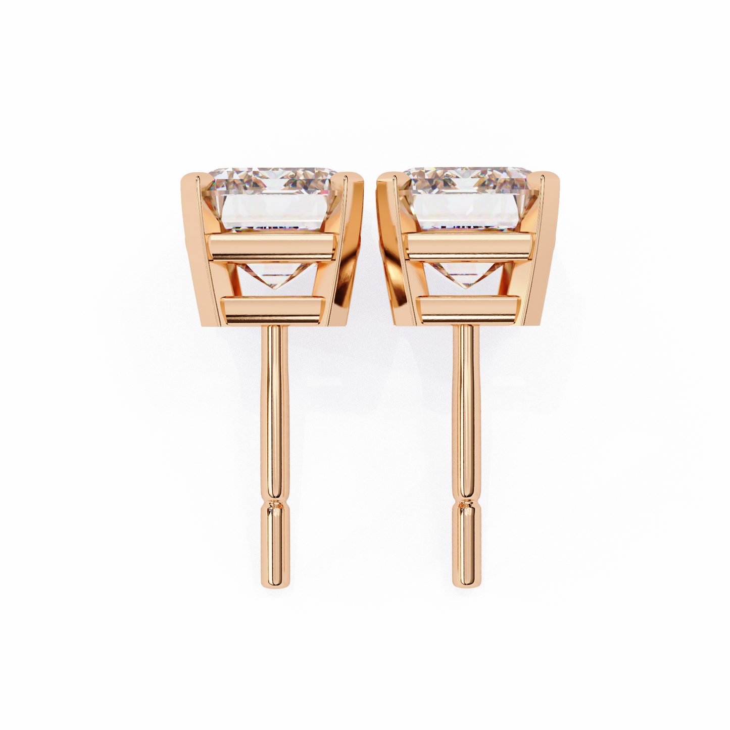 Emerald Cut Lab Diamond Solitaire Studs