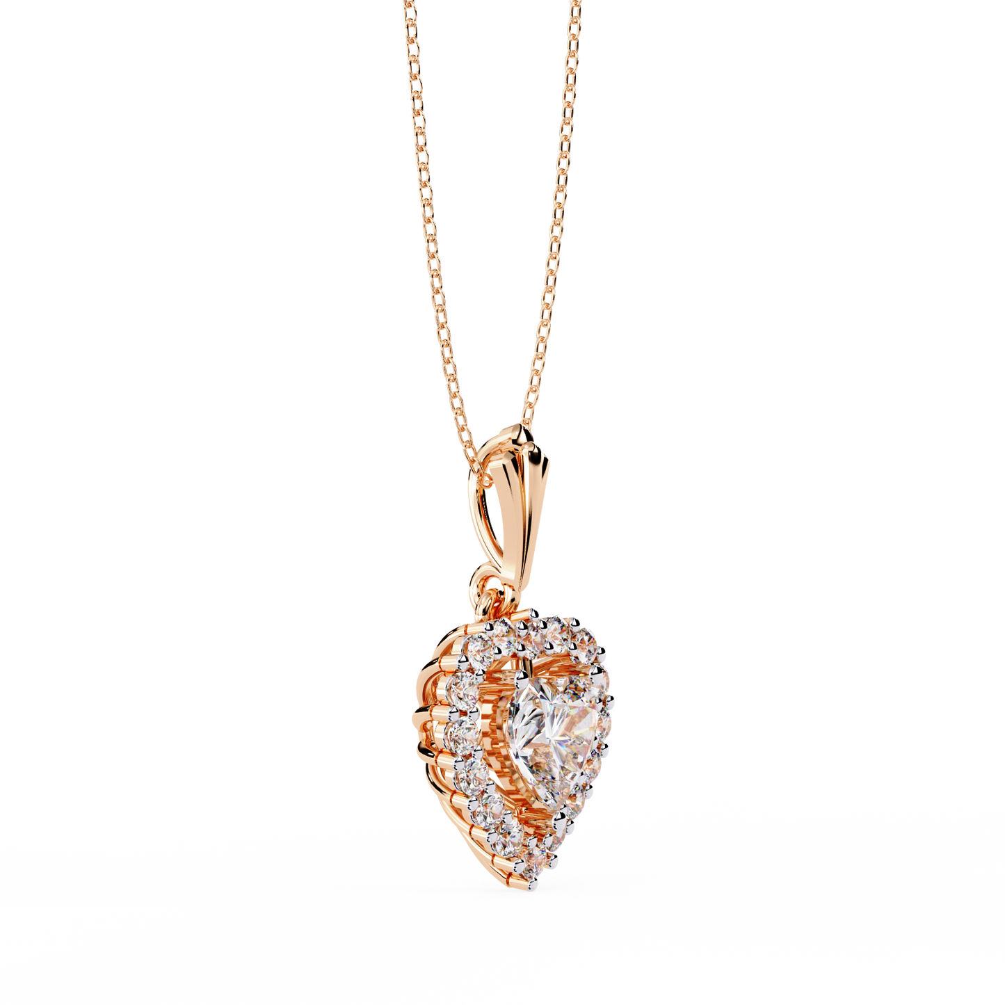 Heart-Shaped Diamond Halo Pendant Brilliant Love Symbol