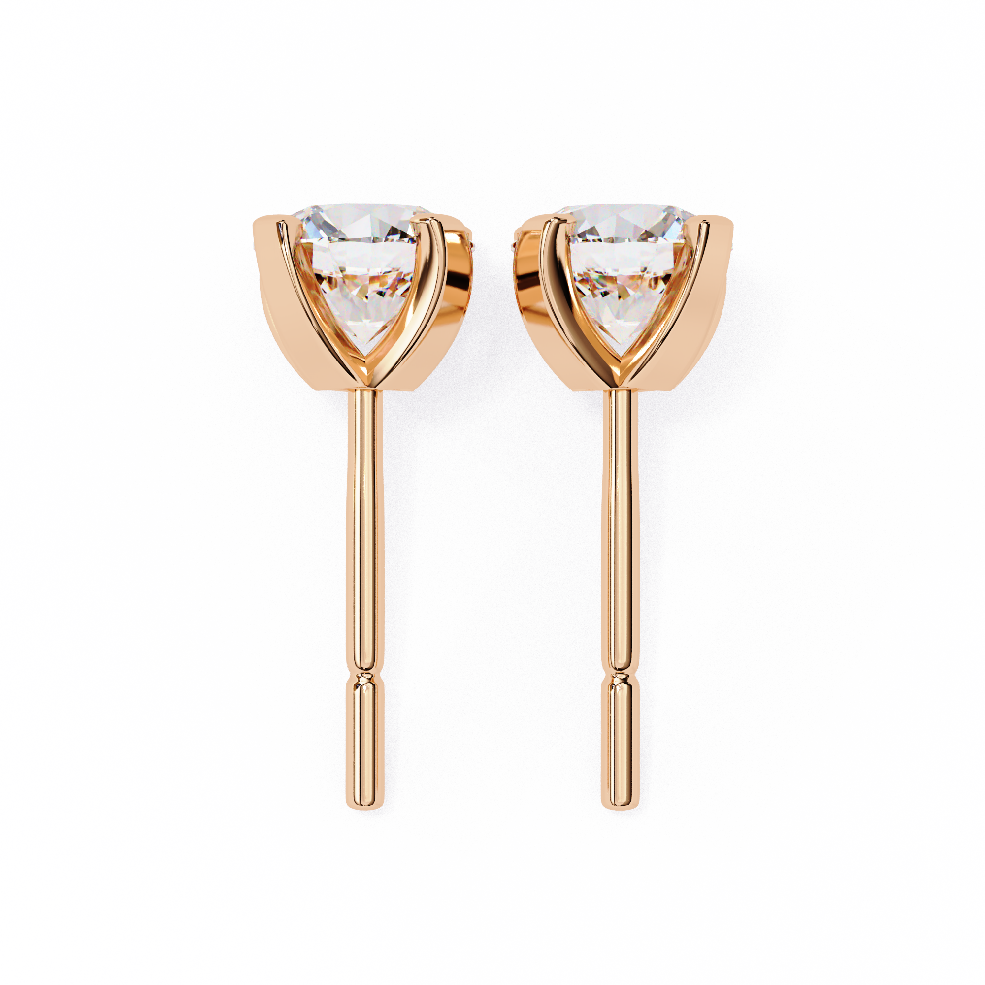 Round Cut Diamond 4 Prong Stud Earrings