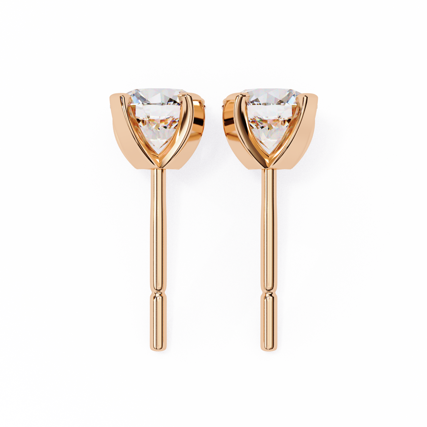 Round Cut Diamond 4 Prong Stud Earrings