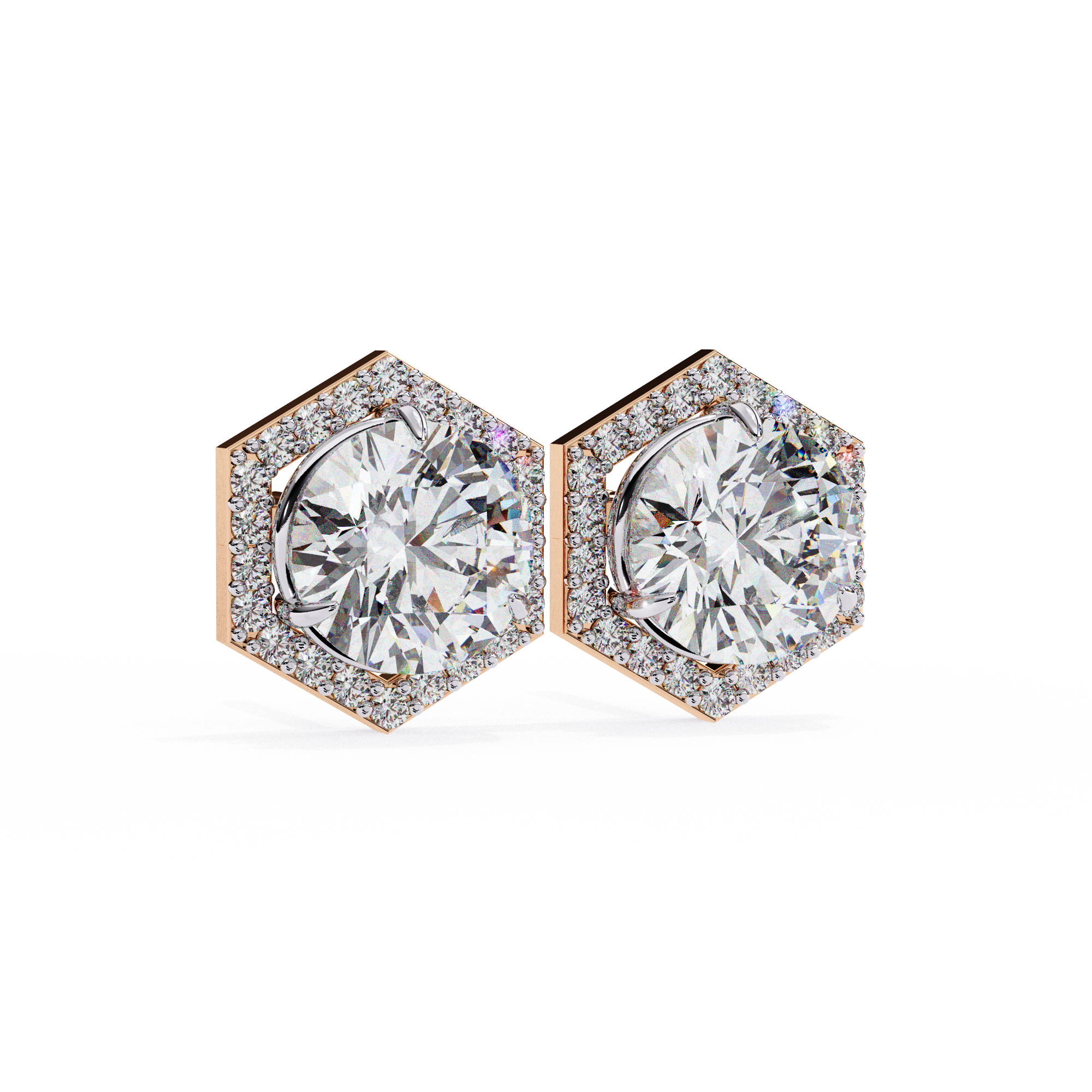 Hexa Glow Round Diamond Earrings