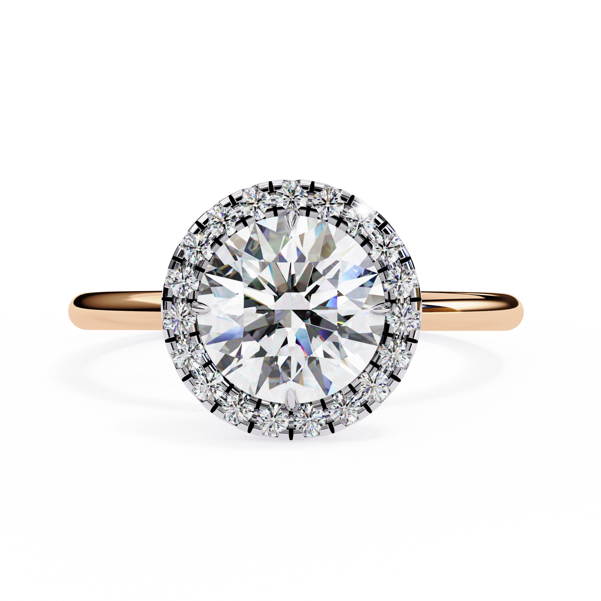 Lab Grown Round Diamond Halo Engagement Rings