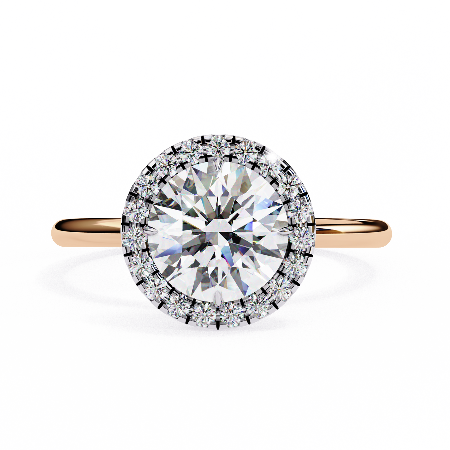 Lab Grown Round Diamond Halo Engagement Rings