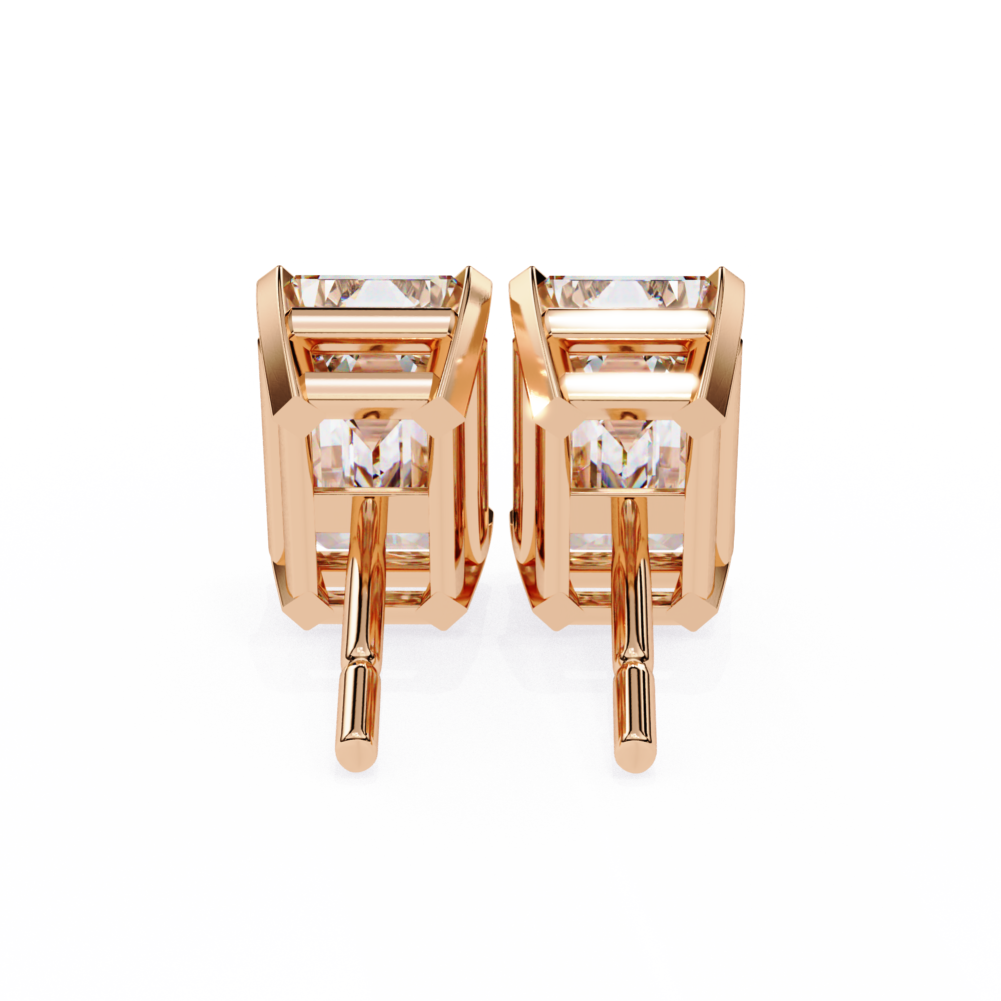 Emerald Cut Lab Diamond Solitaire Studs