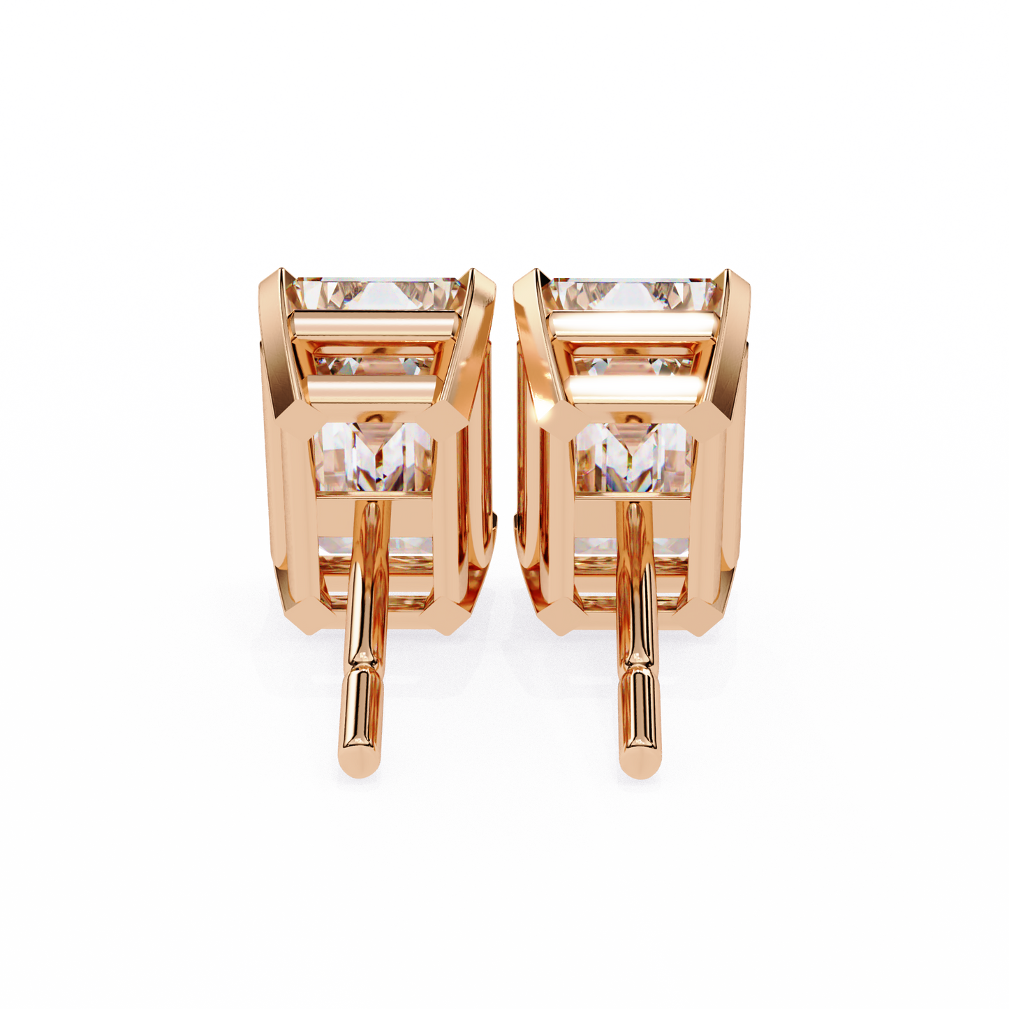 Emerald Cut Lab Diamond Solitaire Studs