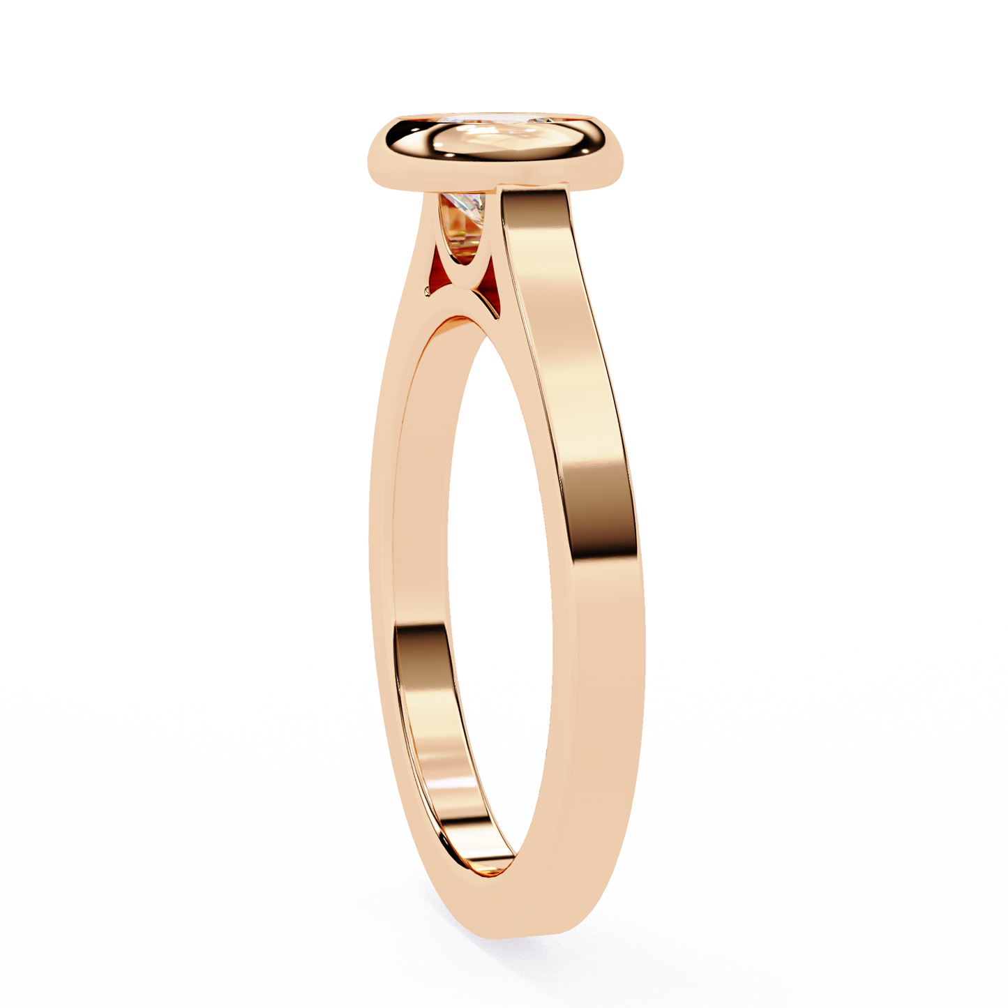 Round Cut Lab Grown Diamond Engagement Ring with Bezel-Setting