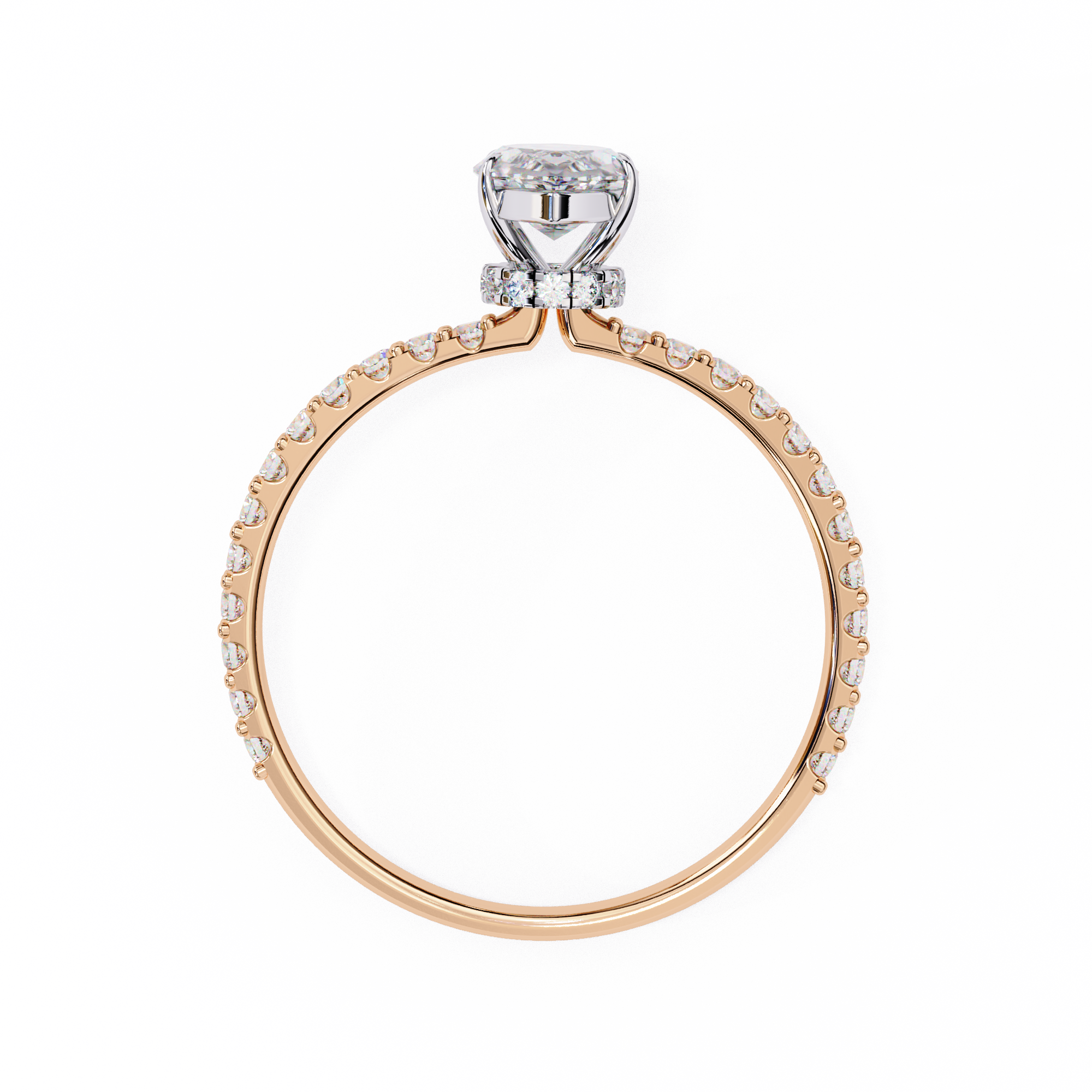 Women's Marquise Solitaire Diamond Ring With pave & under halo