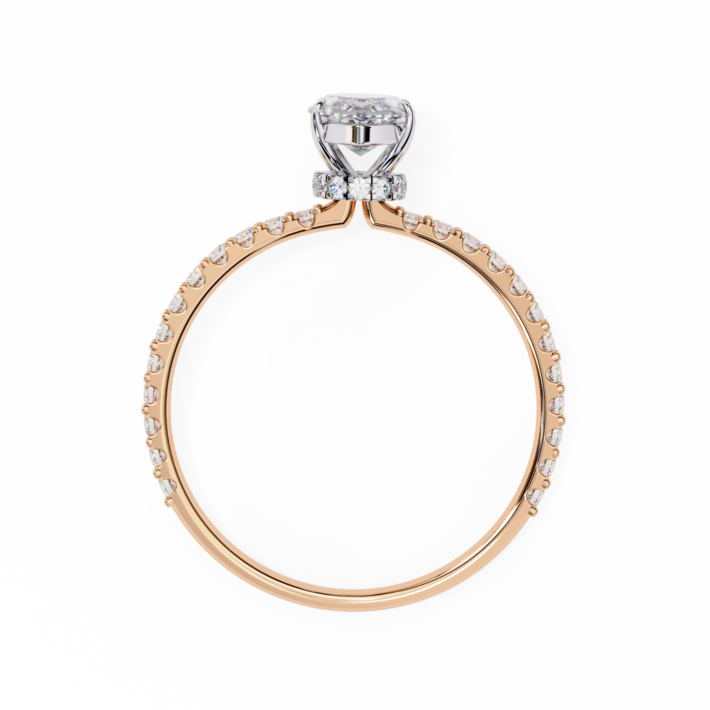 Women's Marquise Solitaire Diamond Ring With pave & under halo