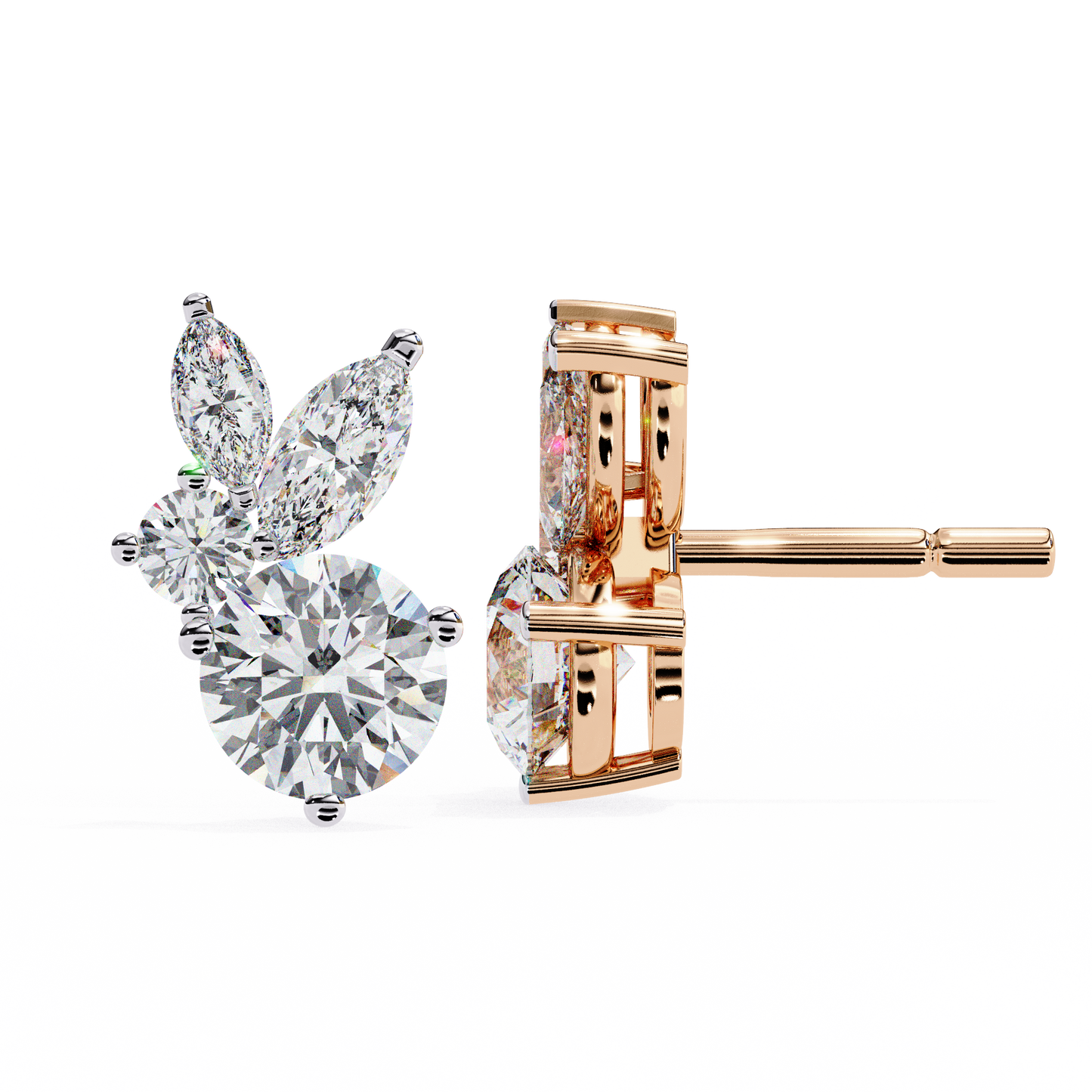 Round and Marquise Cluster Studs