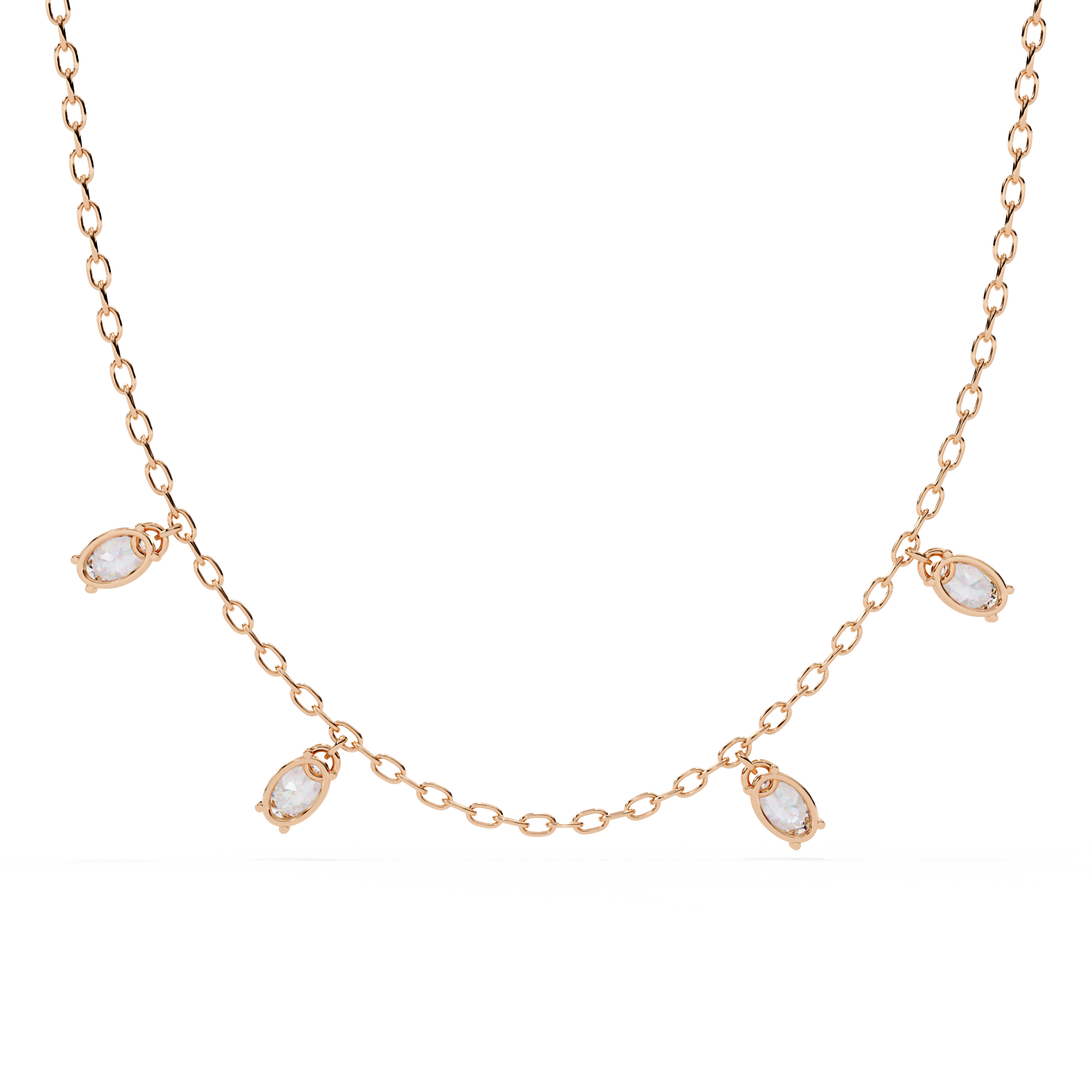Lab Grown Diamond Oval Shape Simple Necklace