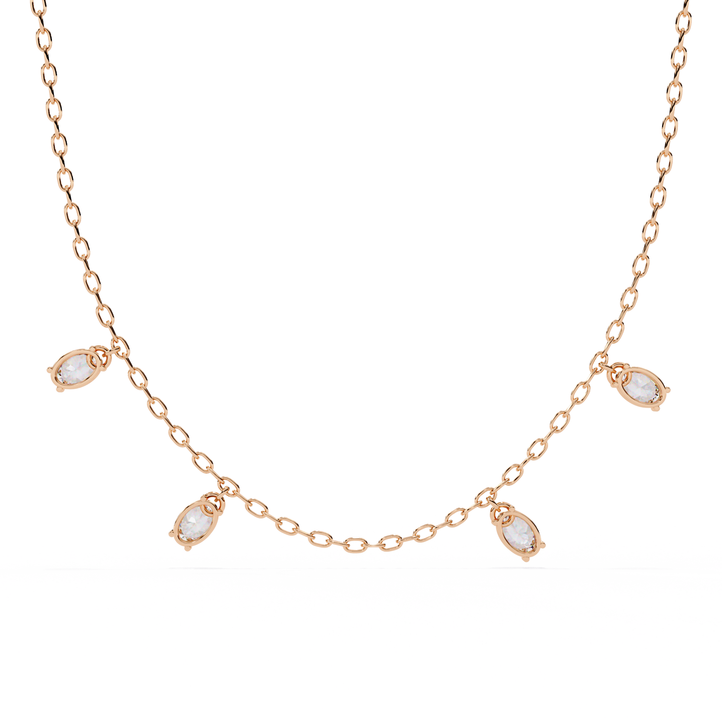 Lab Grown Diamond Oval Shape Simple Necklace
