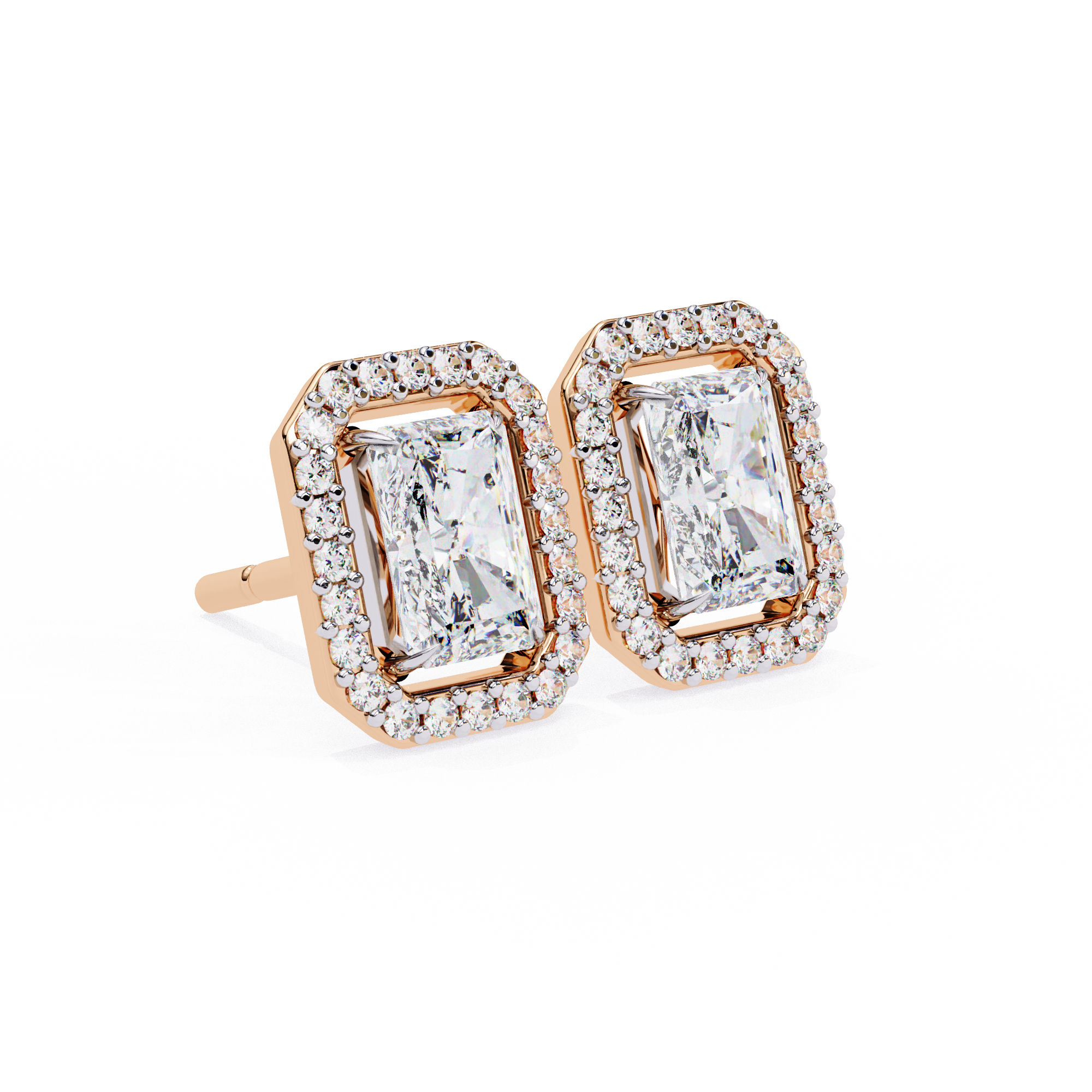 Lab Grown Diamond Earring Studs Radiant Stone