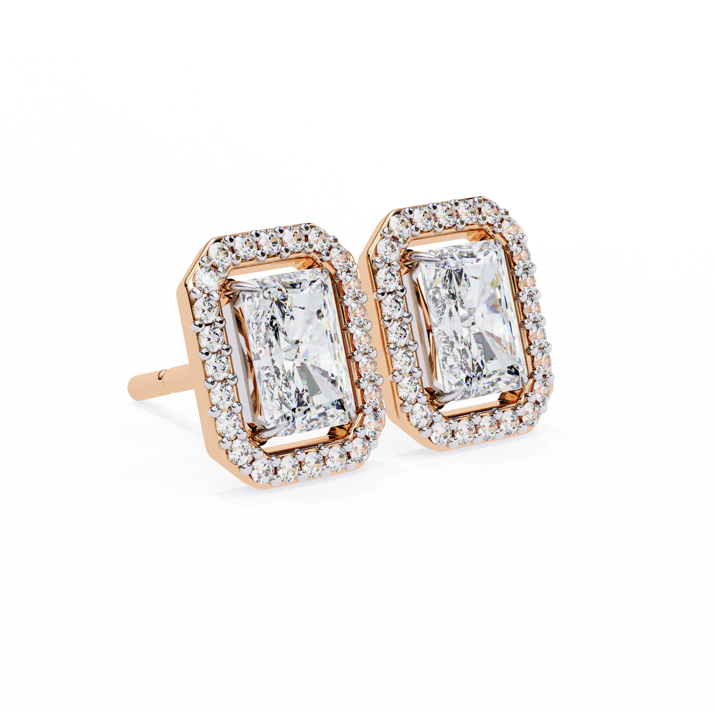 Lab Grown Diamond Earring Studs Radiant Stone