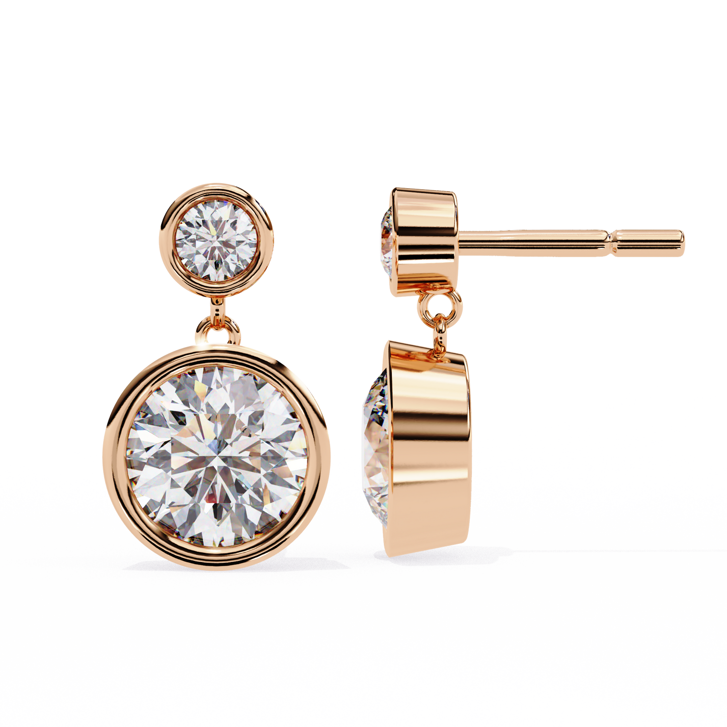Round Bezel Set Dangle & Drop Earrings