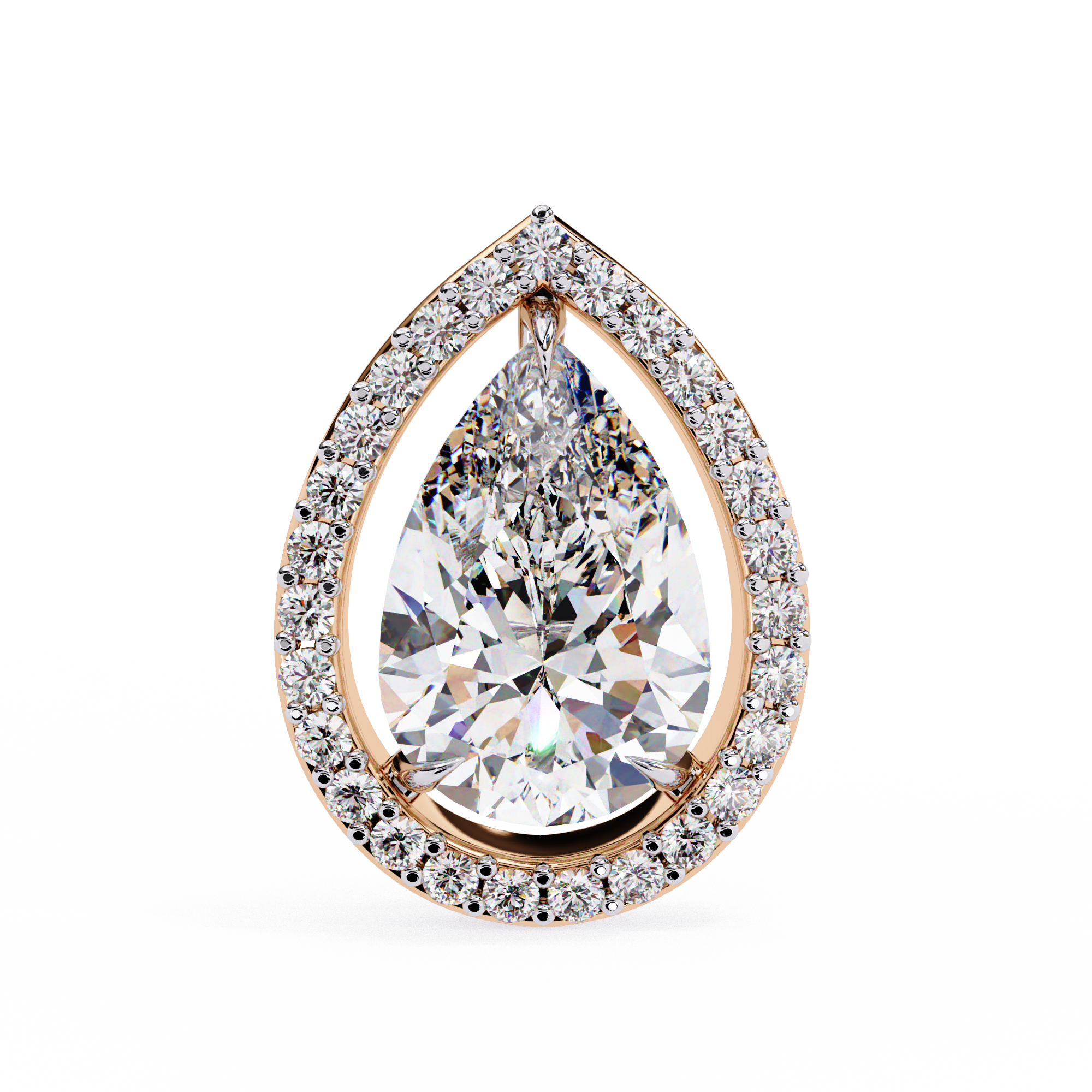 Pear Lab Grown Diamond Halo Stud Earrings