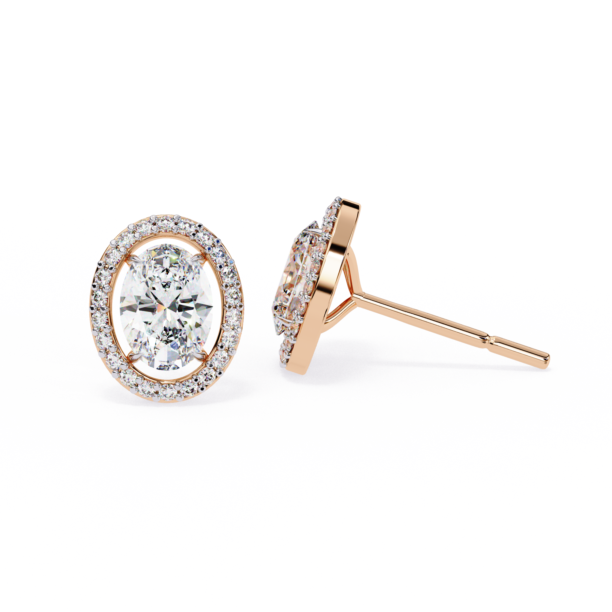 Lab Grown Diamond Solitaire Earring Oval Shape Stud