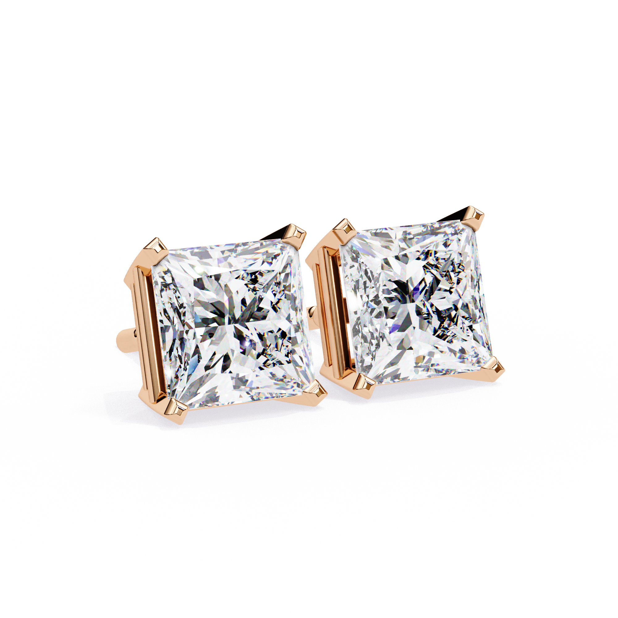 Princess Cut Lab Grown Diamond Stud Earrings