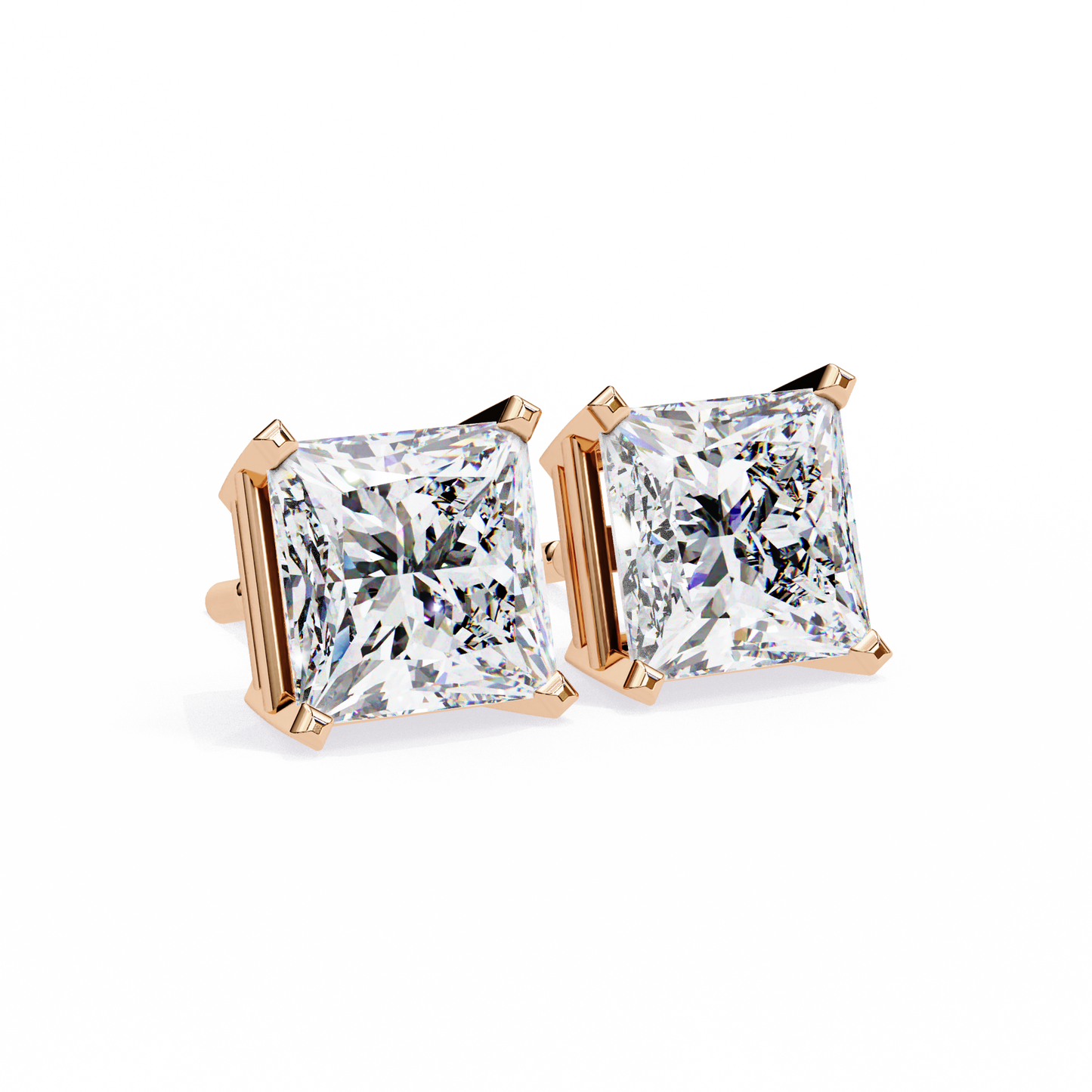 Princess Cut Lab Grown Diamond Stud Earrings