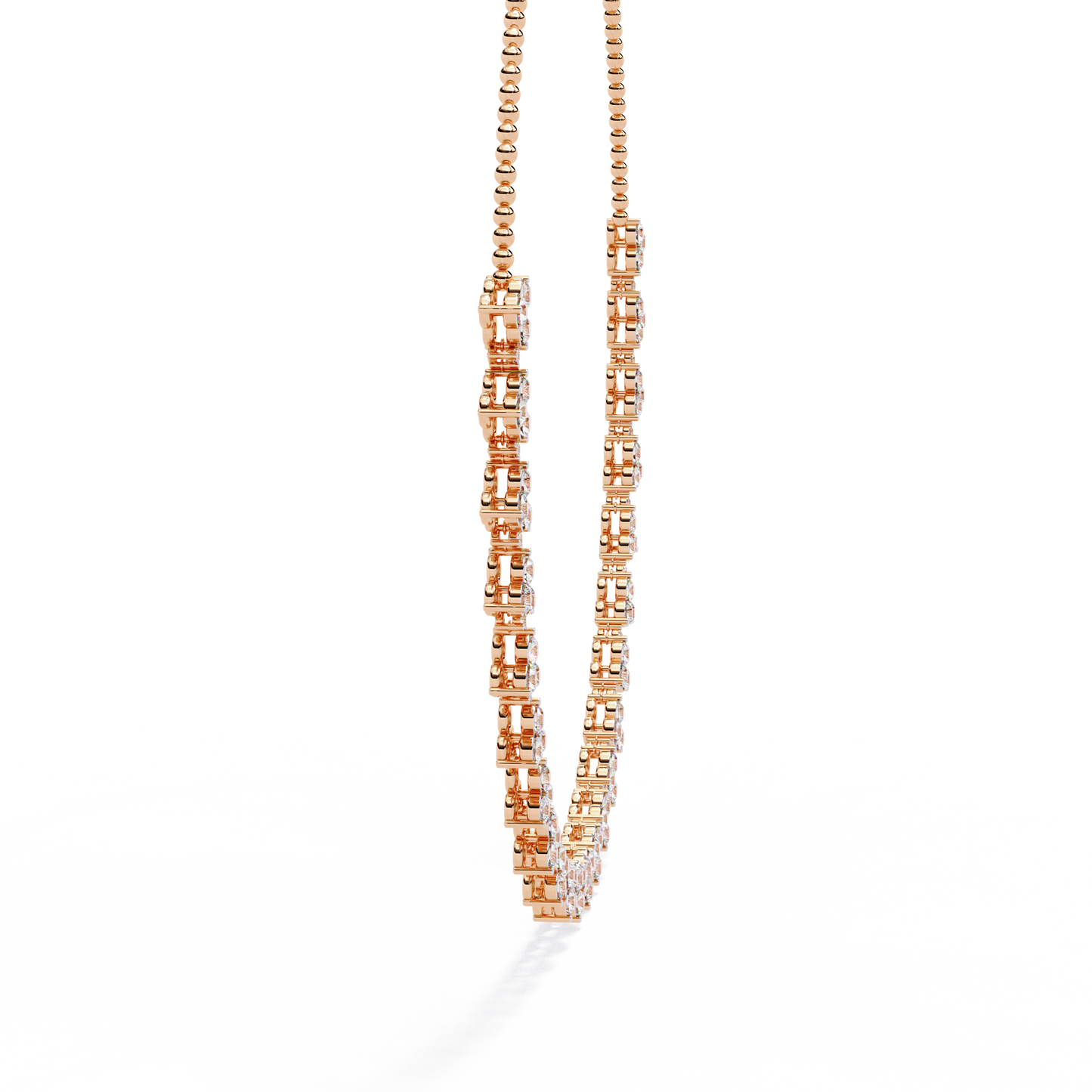 LAB GROWN 3 Stone Gold Diamond Women Necklace