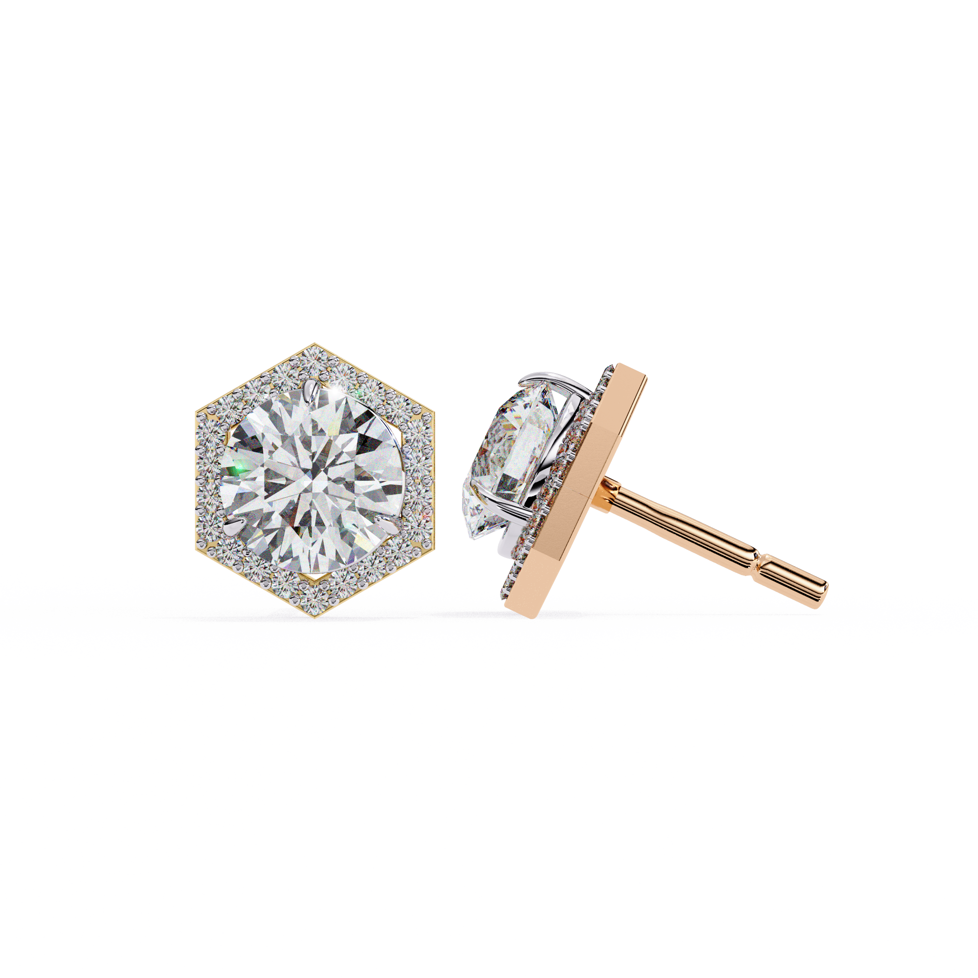 Hexa Glow Round Diamond Earrings