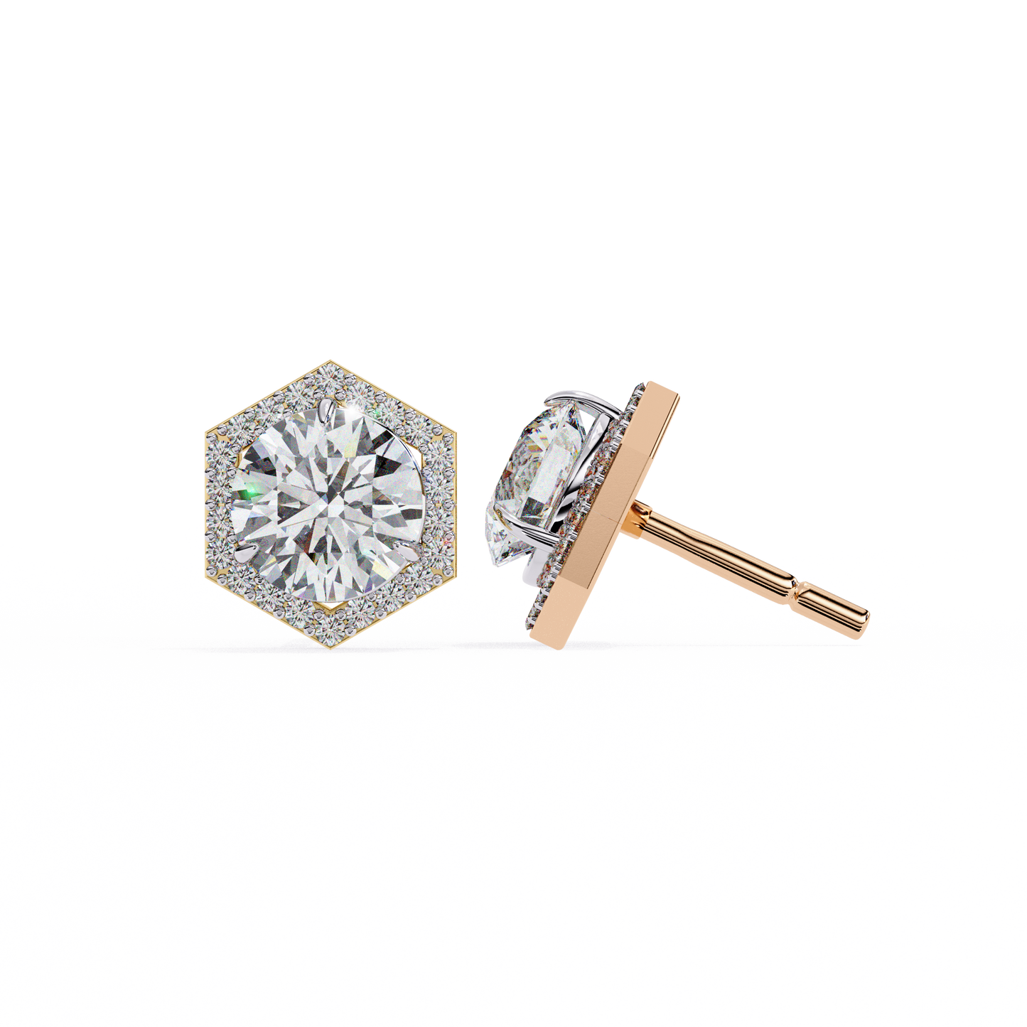 Hexa Glow Round Diamond Earrings