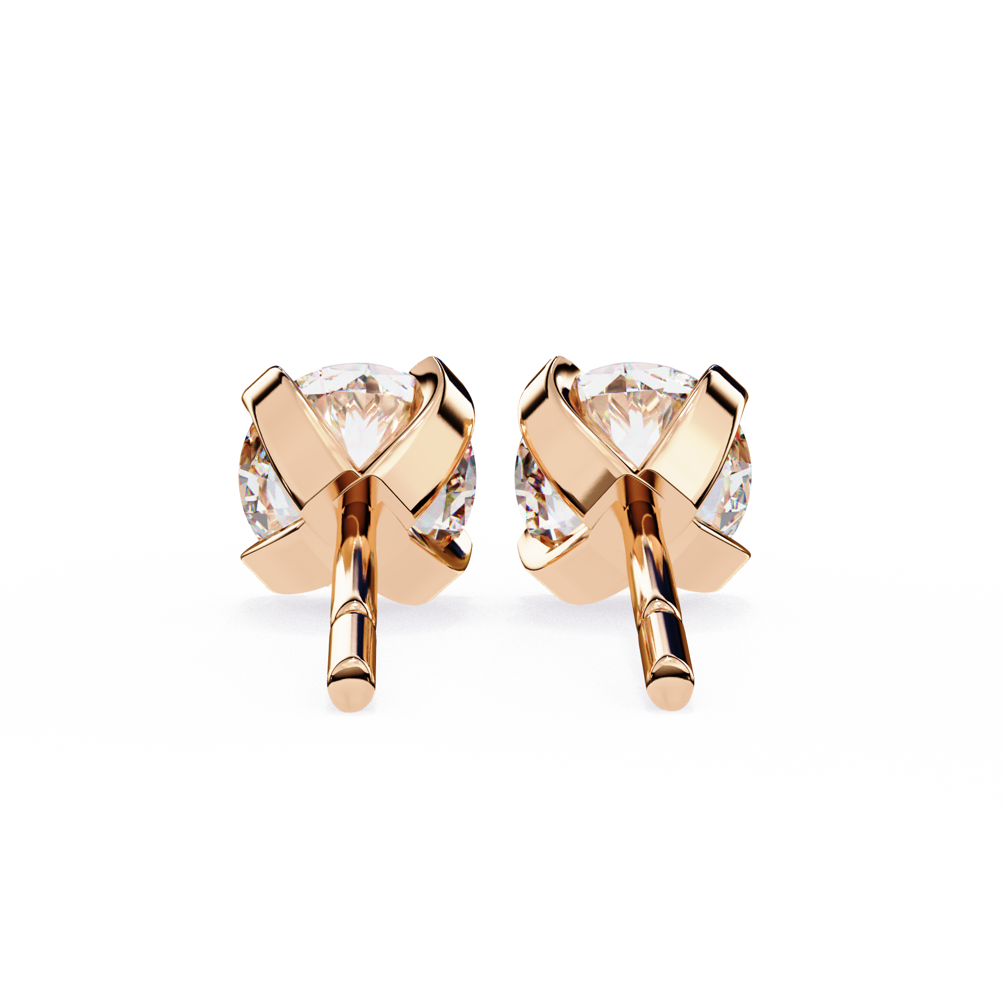 Round Cut Diamond 4 Prong Stud Earrings