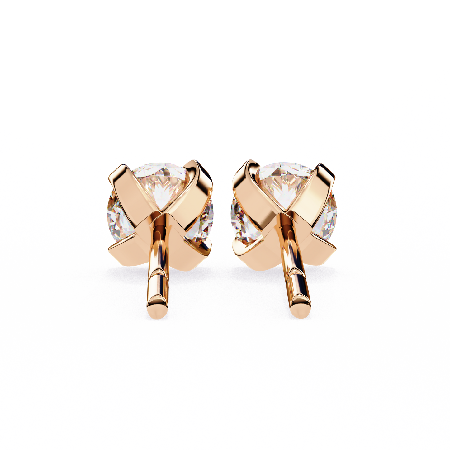 Round Cut Diamond 4 Prong Stud Earrings