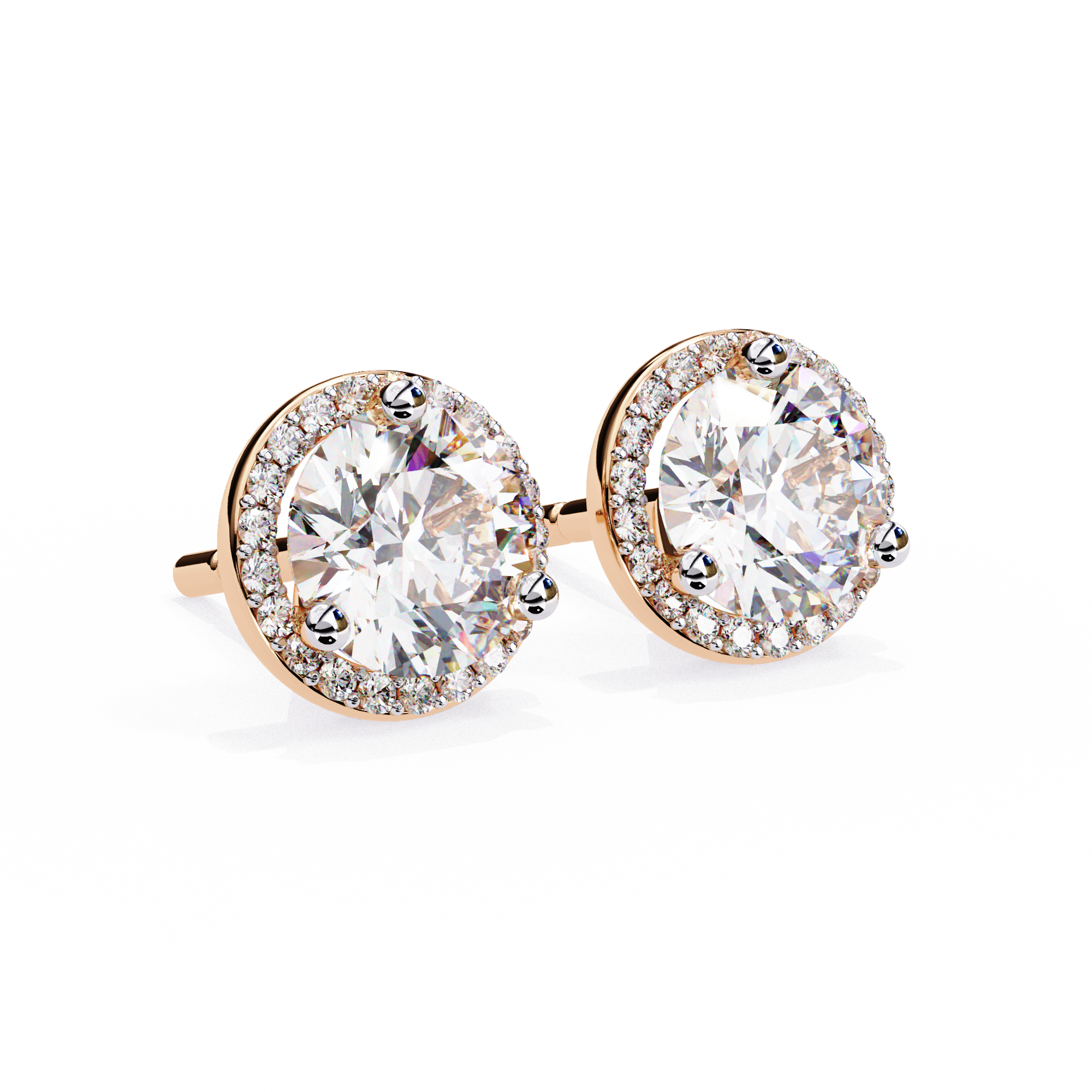 Lab Grown Diamond Round Halo Studs Earrings