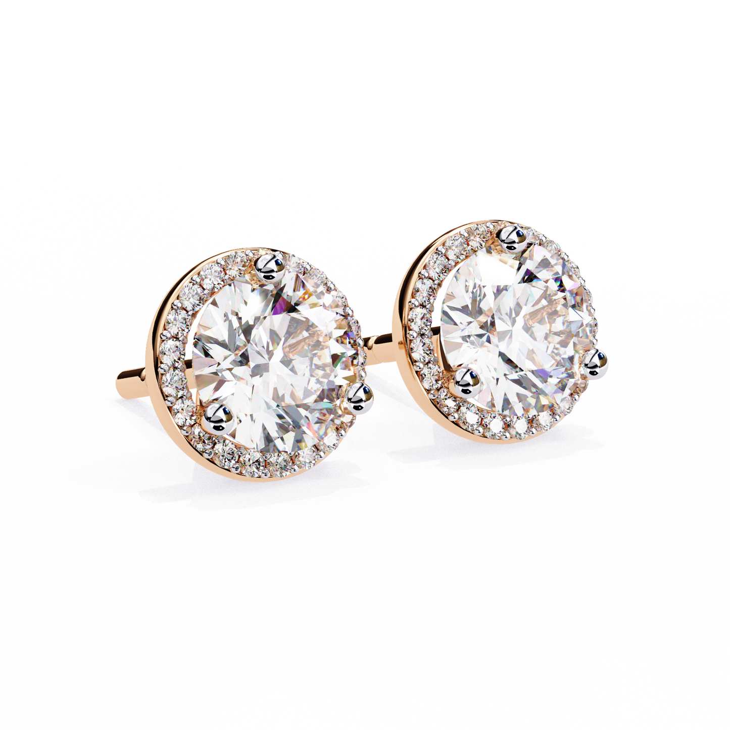 Lab Grown Diamond Round Halo Studs Earrings
