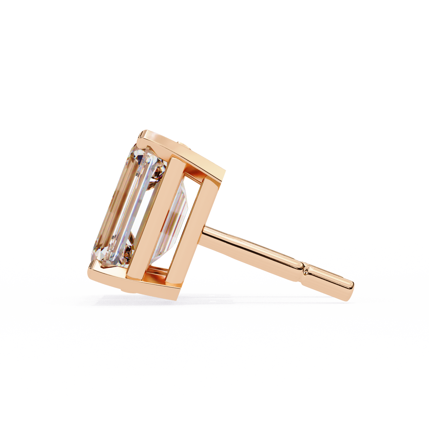 Emerald Cut Lab Diamond Solitaire Studs