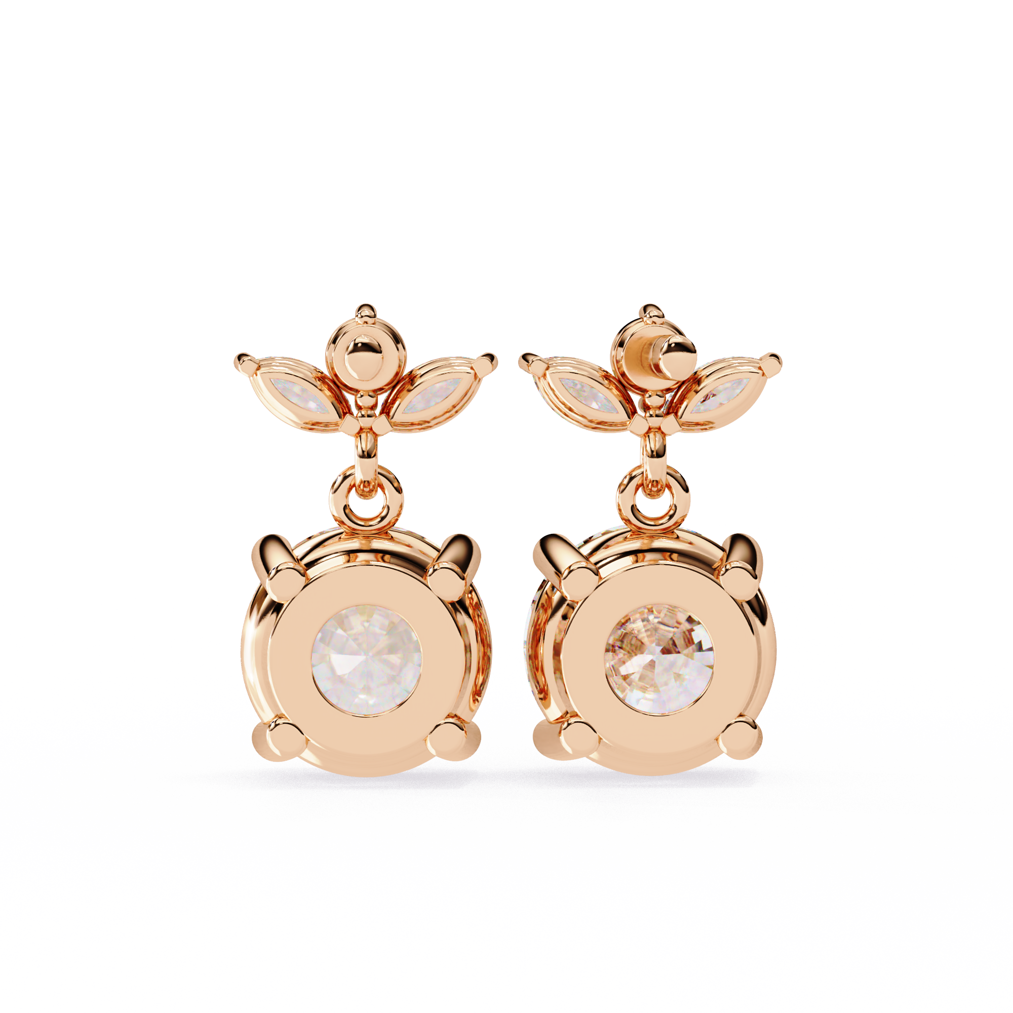 Round and Marquise Accented Lab Grown Diamond Drop Earrings