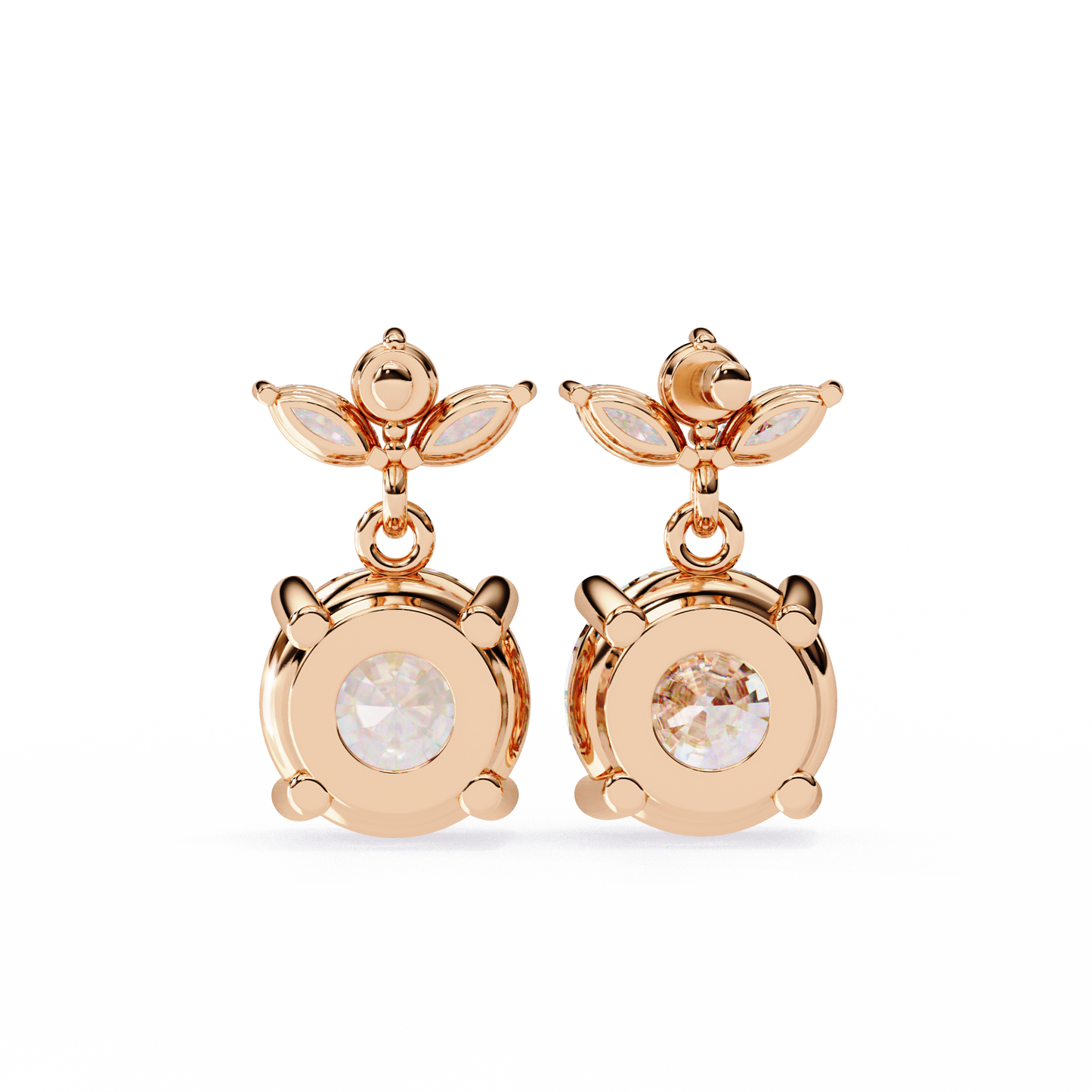 Round and Marquise Accented Lab Grown Diamond Drop Earrings