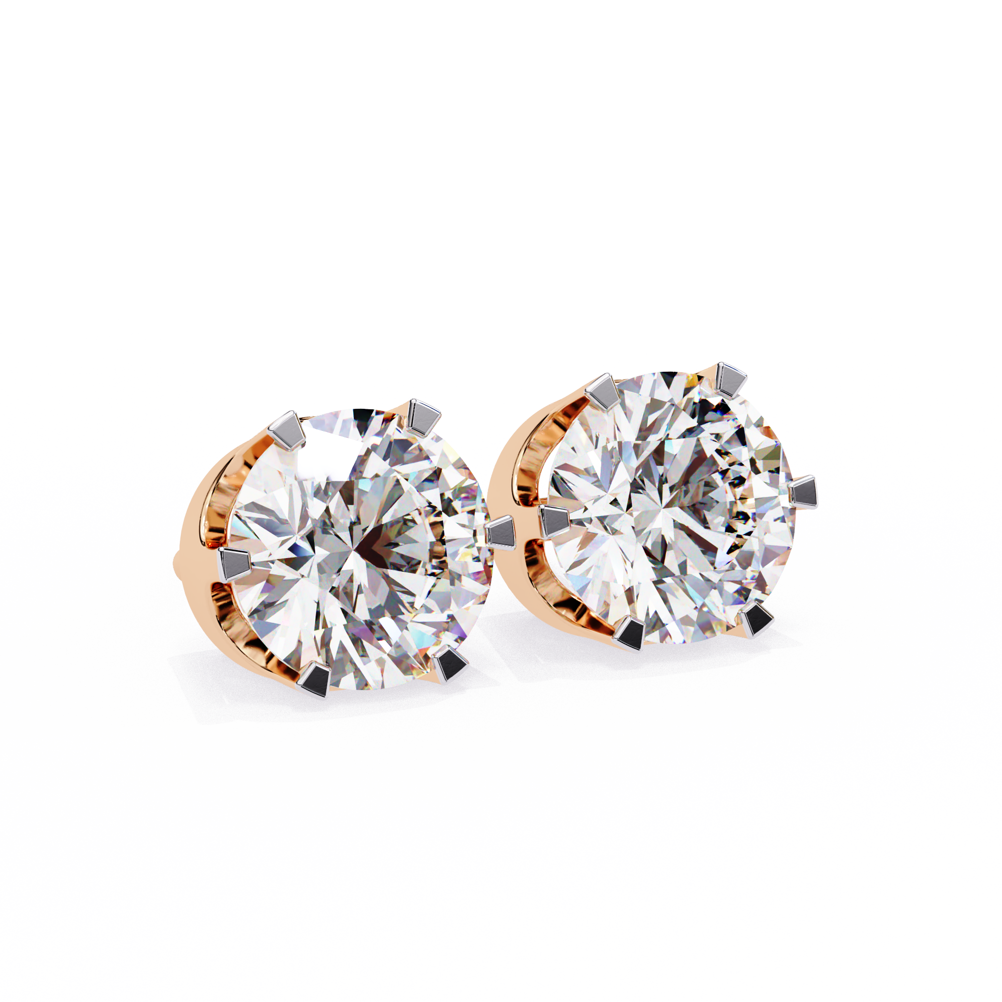 Solitaire Earring Studs Round Stone