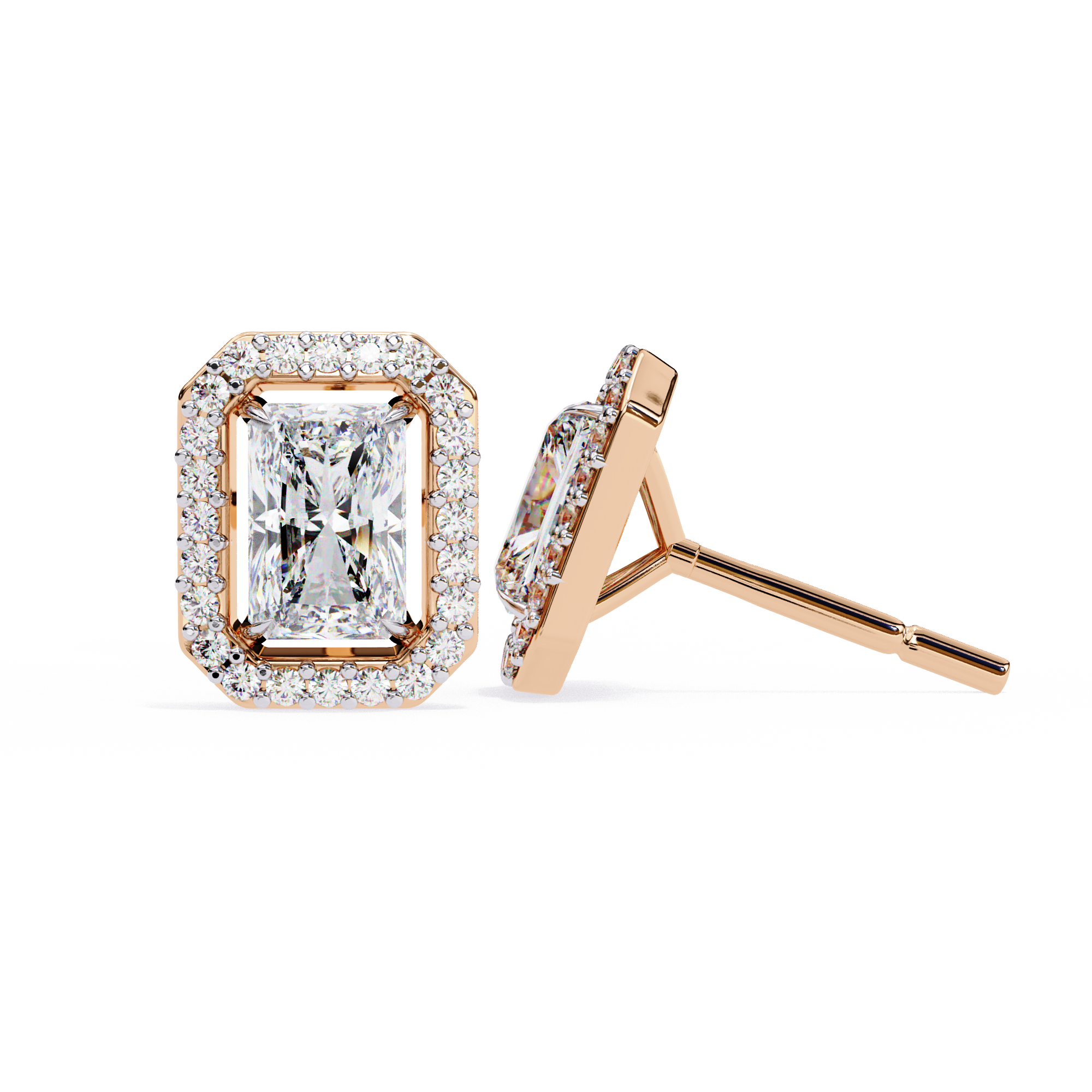 Lab Grown Diamond Earring Studs Radiant Stone