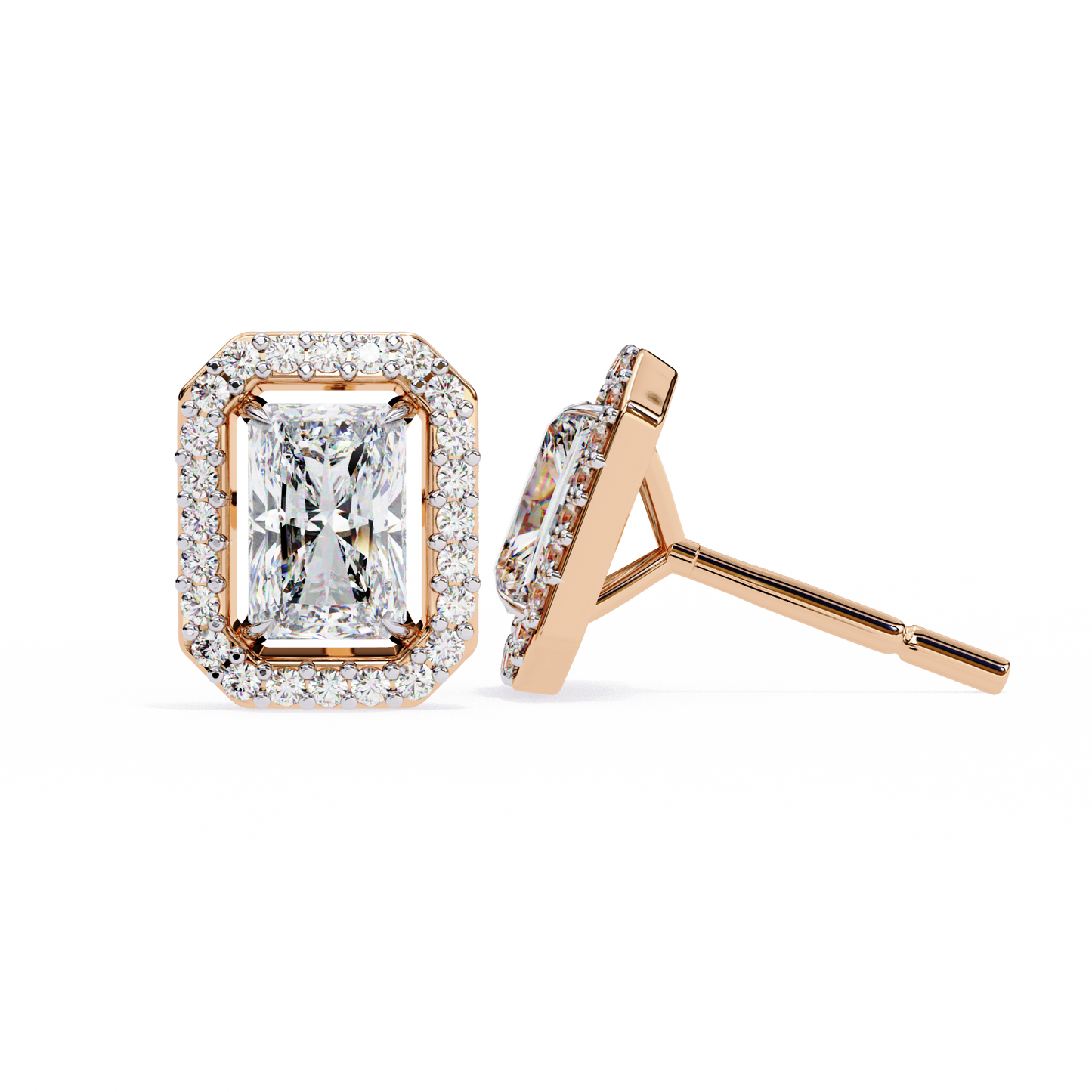 Lab Grown Diamond Earring Studs Radiant Stone