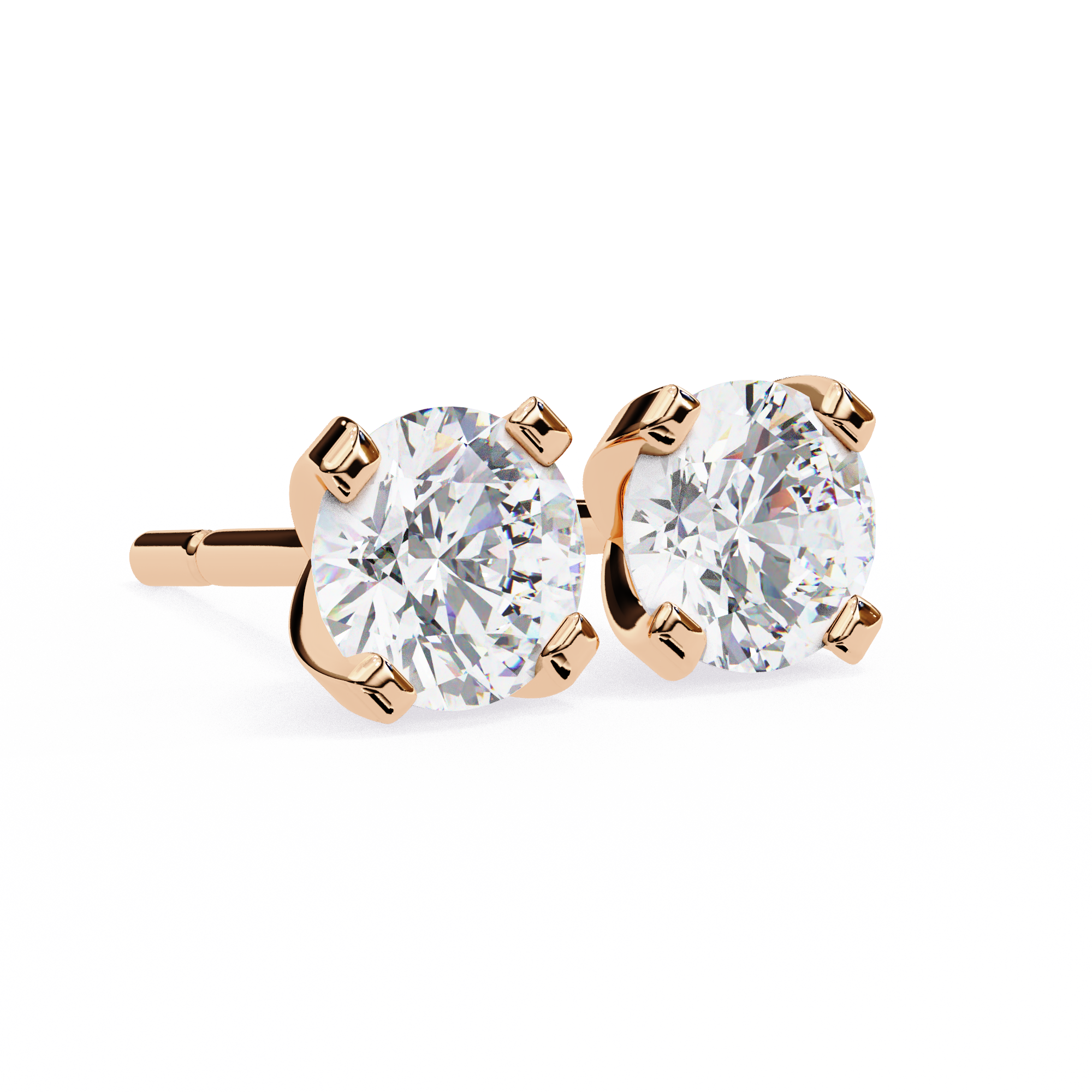 Round Cut Diamond 4 Prong Stud Earrings