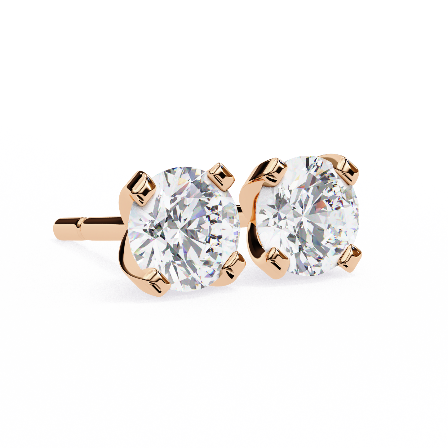 Round Cut Diamond 4 Prong Stud Earrings