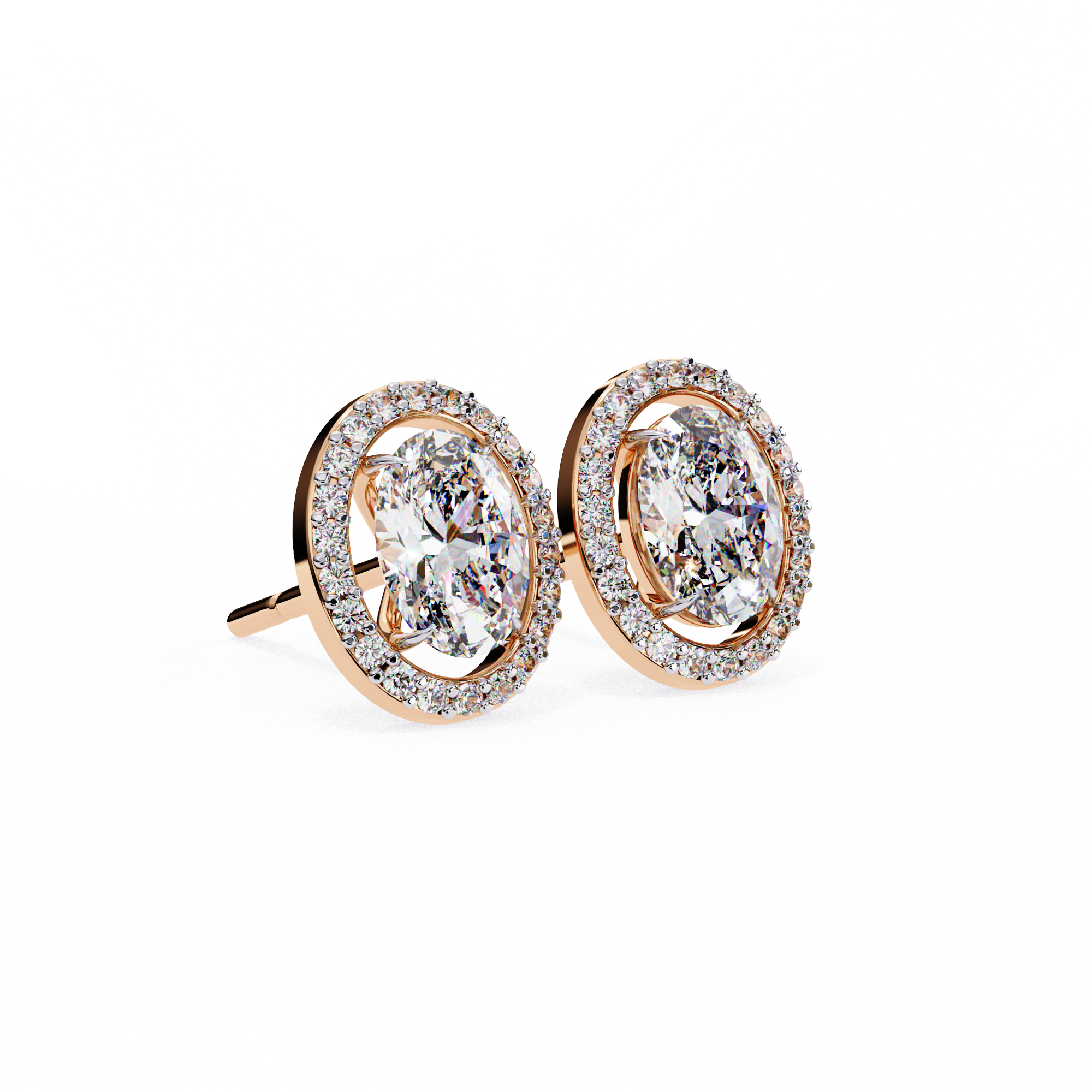 Lab Grown Diamond Solitaire Earring Oval Shape Stud
