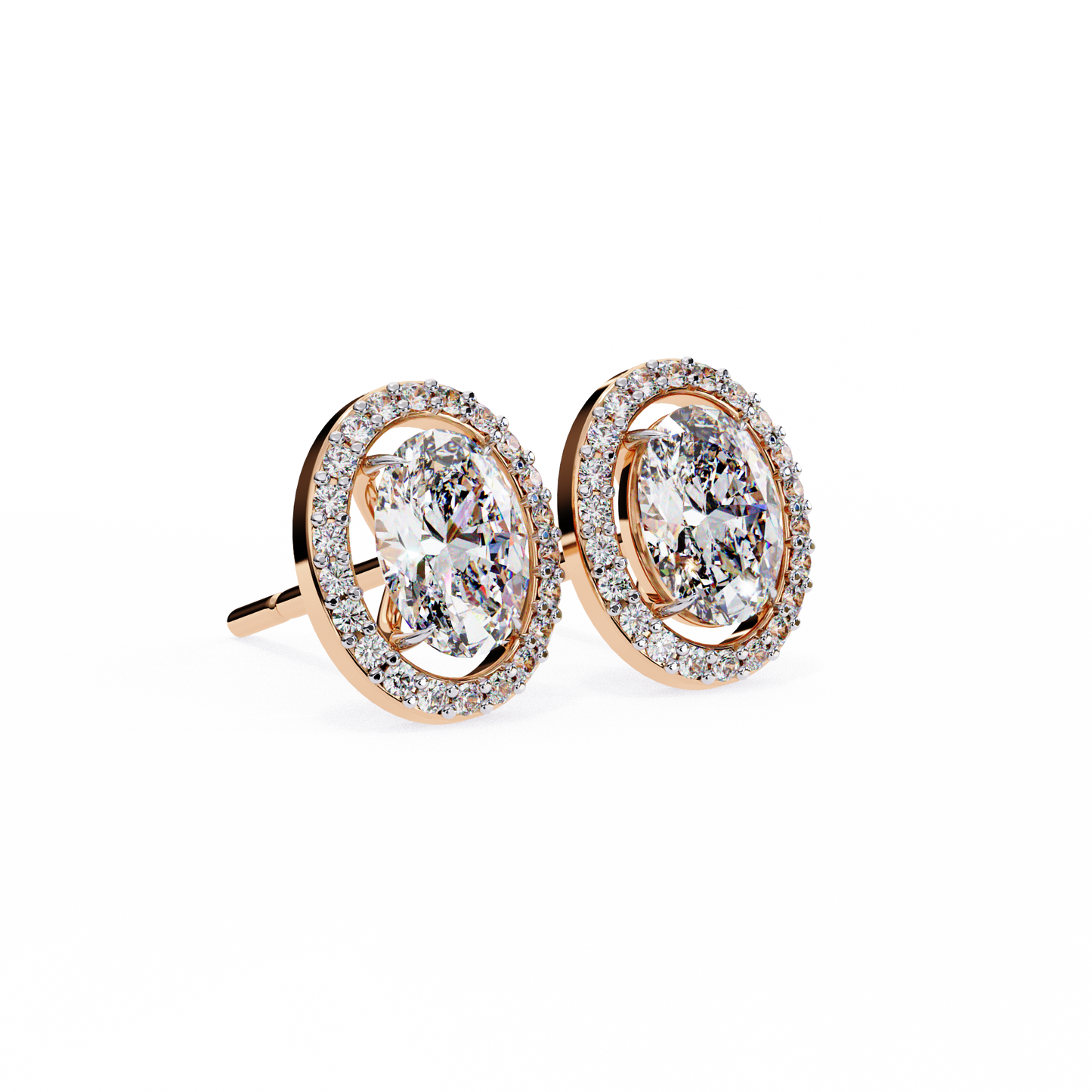 Lab Grown Diamond Solitaire Earring Oval Shape Stud
