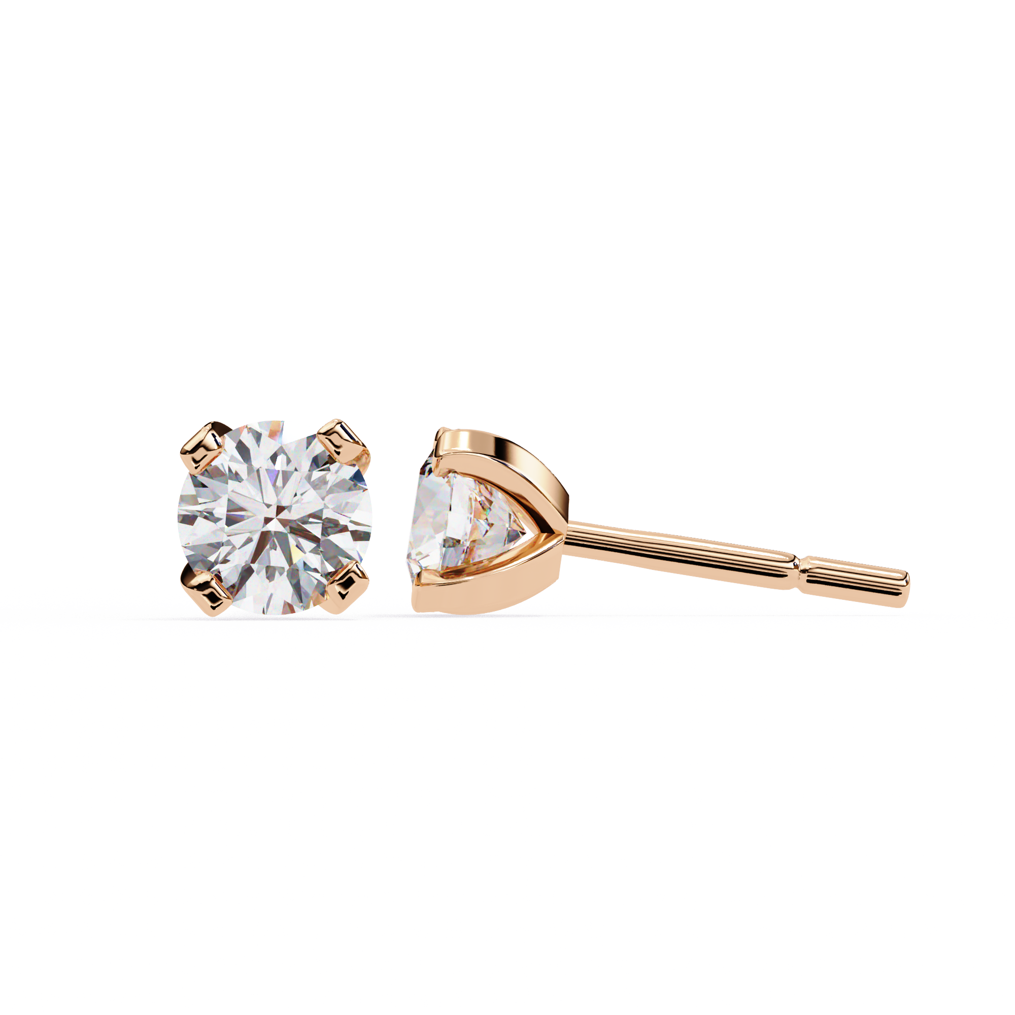 Round Cut Diamond 4 Prong Stud Earrings