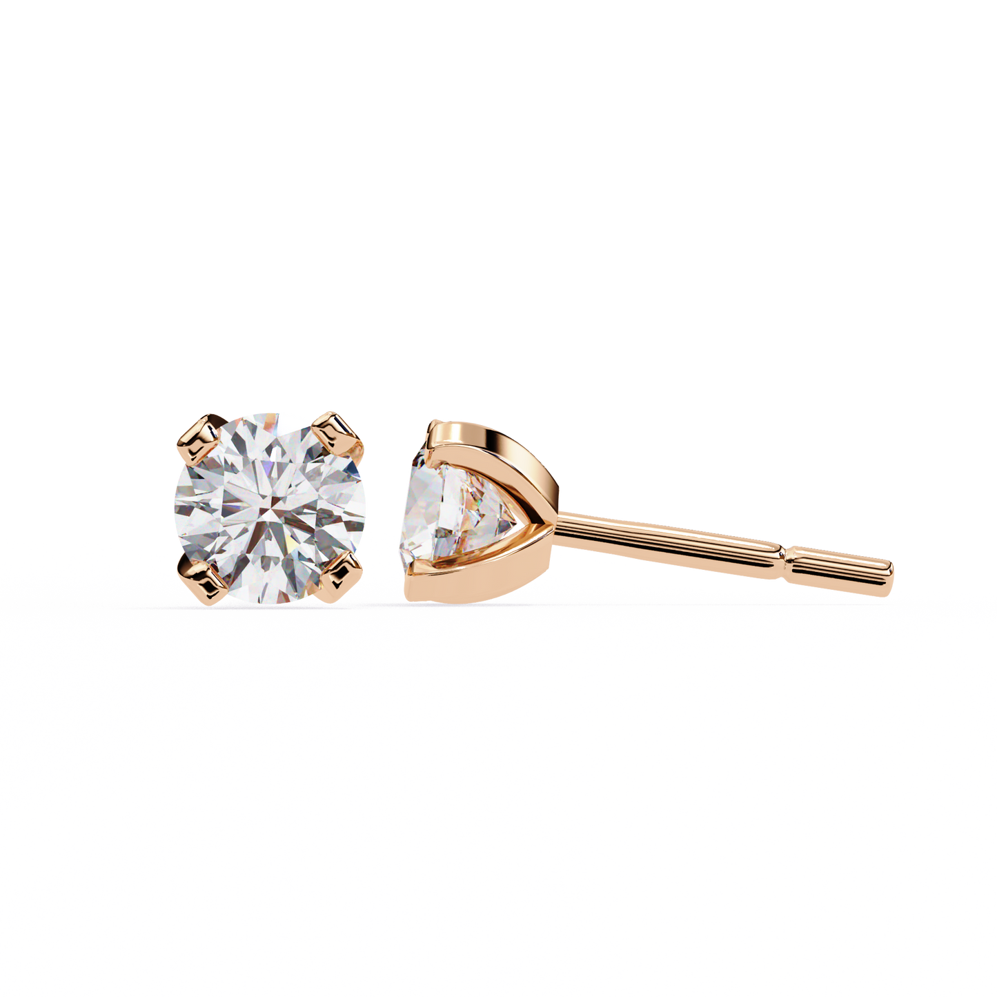 Round Cut Diamond 4 Prong Stud Earrings