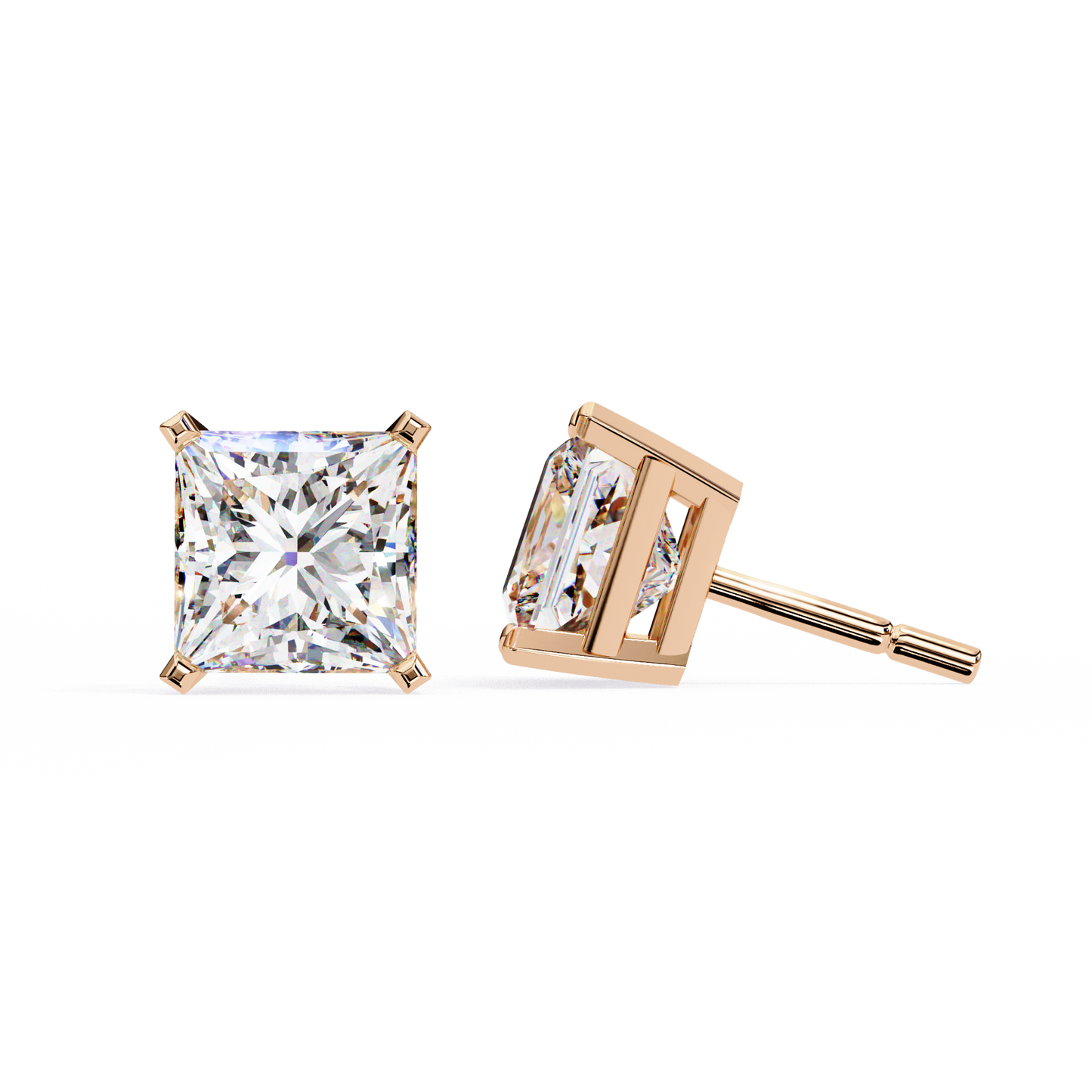 Princess Cut Lab Grown Diamond Stud Earrings