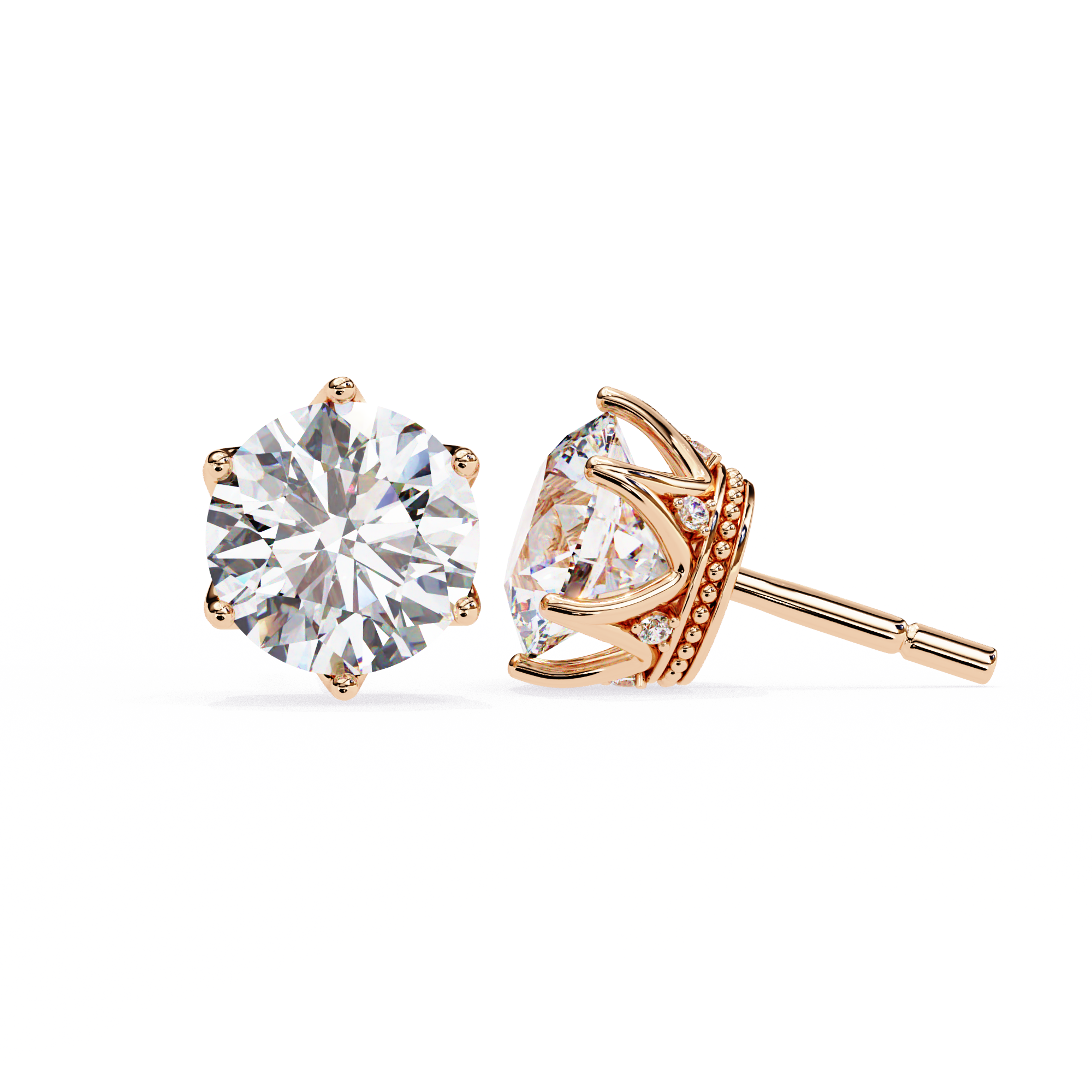 6 PRONG ROUND DIAMOND STUD EARRING