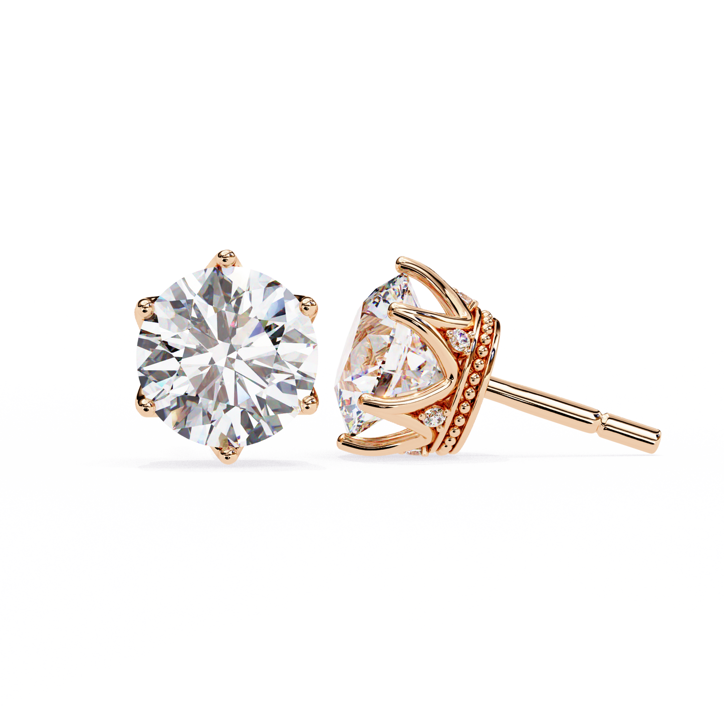 6 PRONG ROUND DIAMOND STUD EARRING