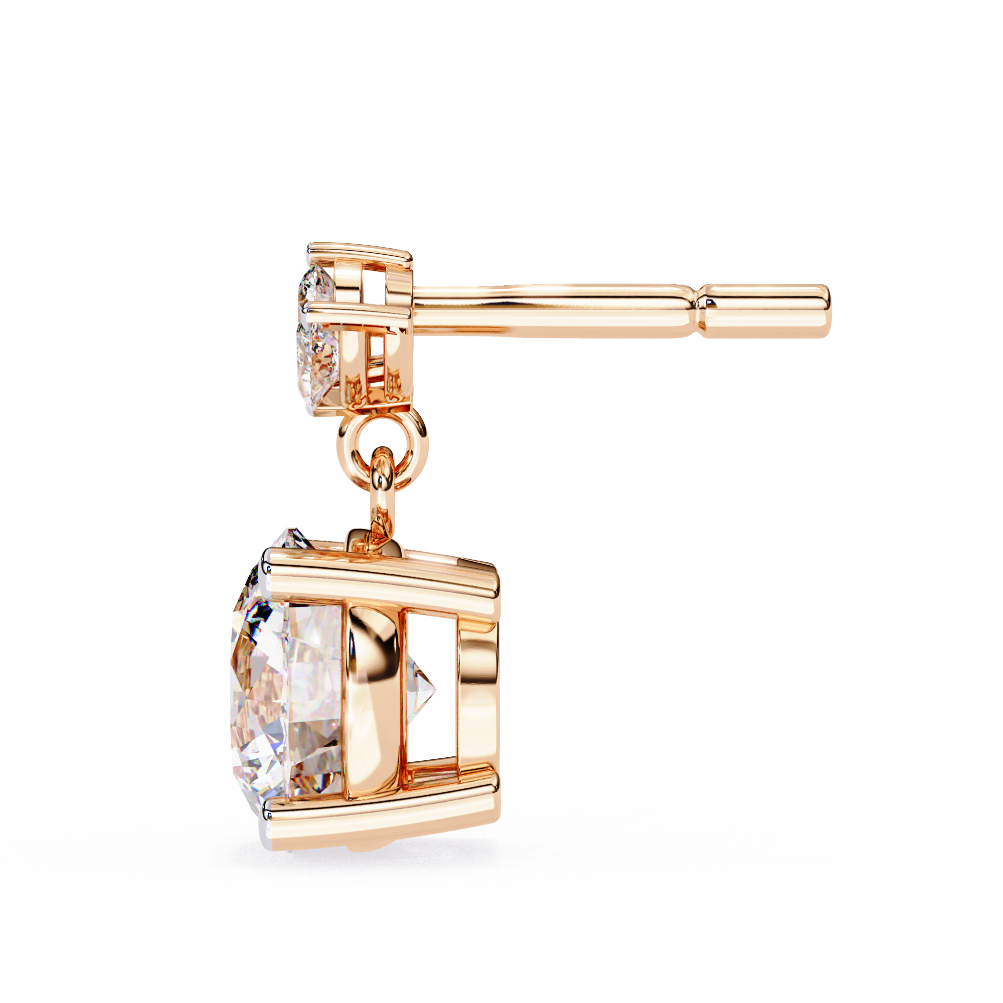 Round and Marquise Accented Lab Grown Diamond Drop Earrings
