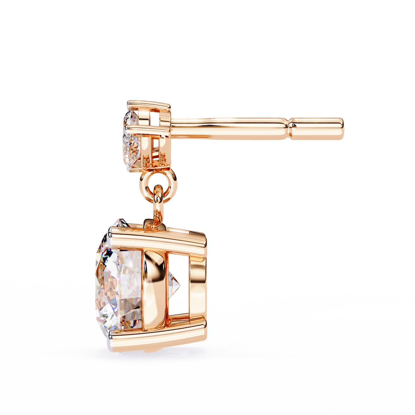 Round and Marquise Accented Lab Grown Diamond Drop Earrings