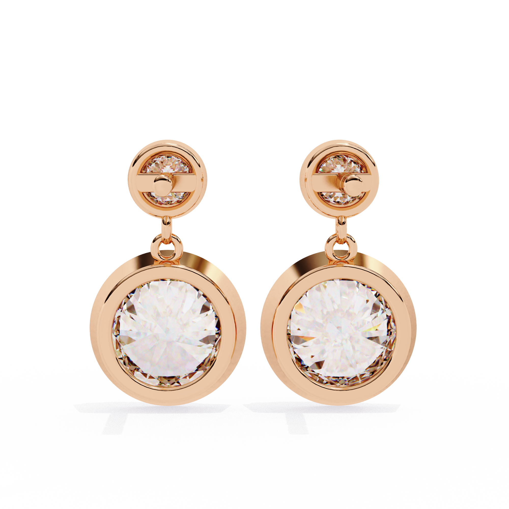 Round Bezel Set Dangle & Drop Earrings