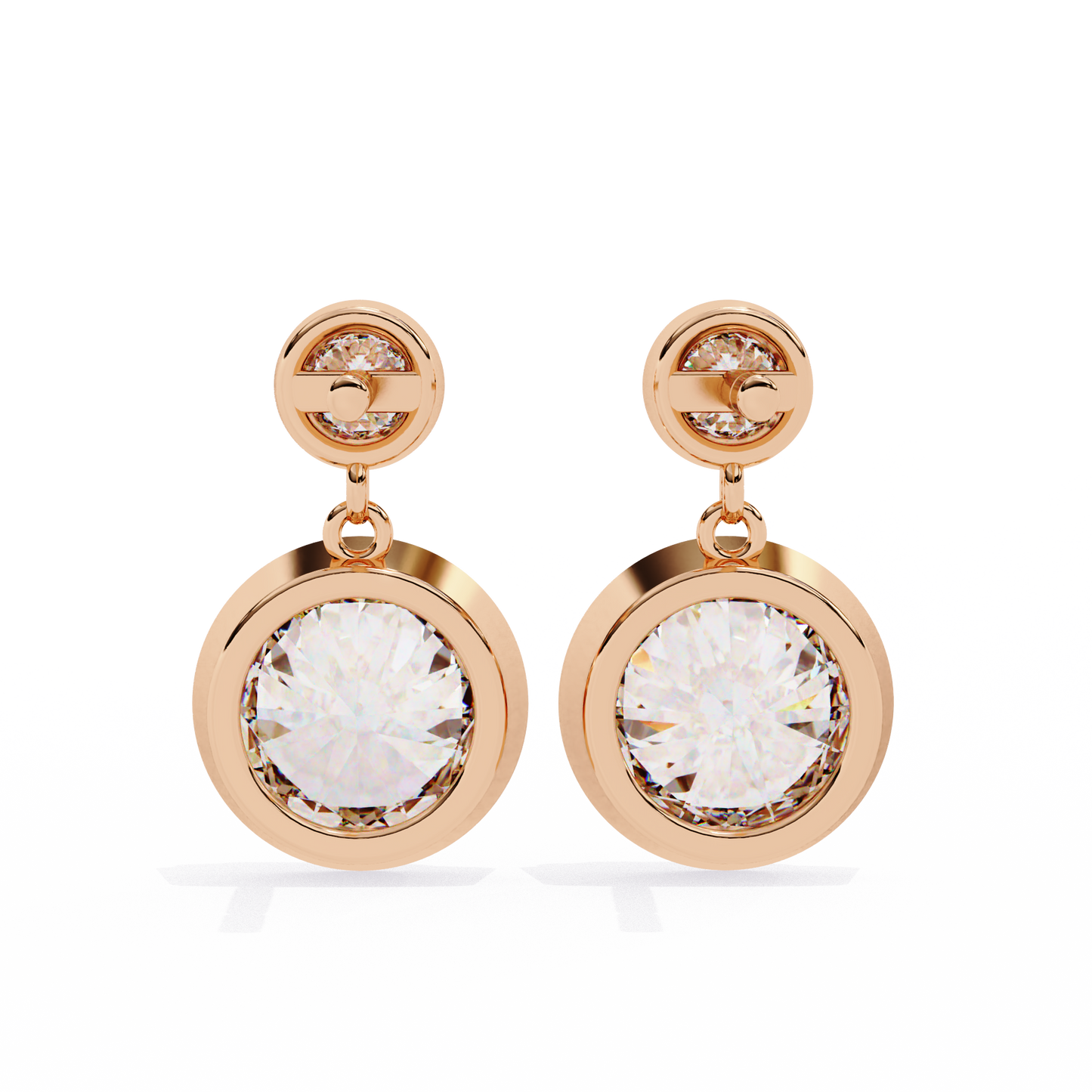 Round Bezel Set Dangle & Drop Earrings