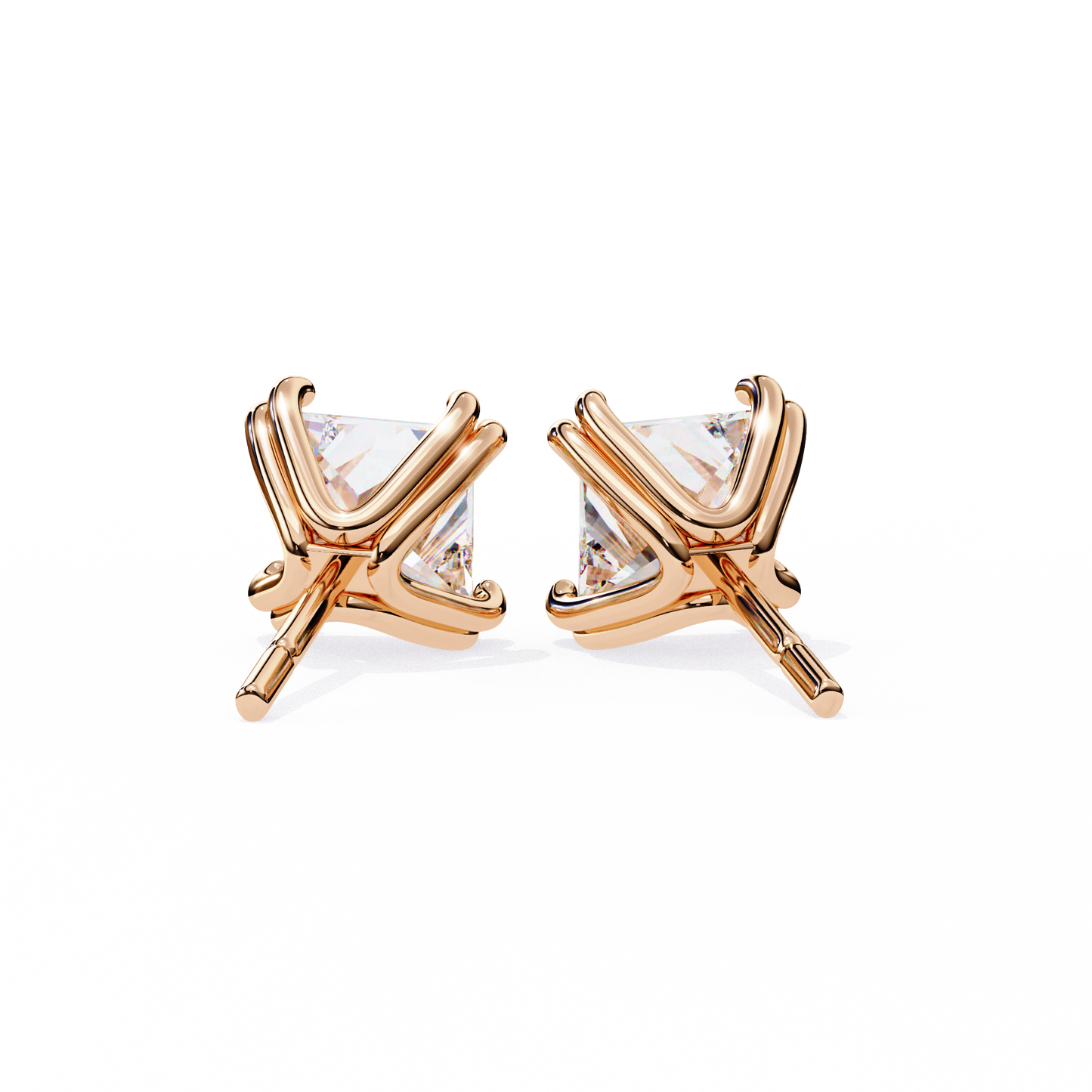 Princess Cut Lab Grown Diamond Stud Earrings