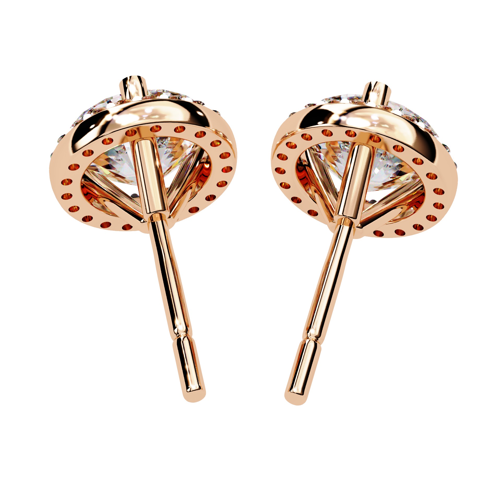 Lab Grown Diamond Round Halo Studs Earrings